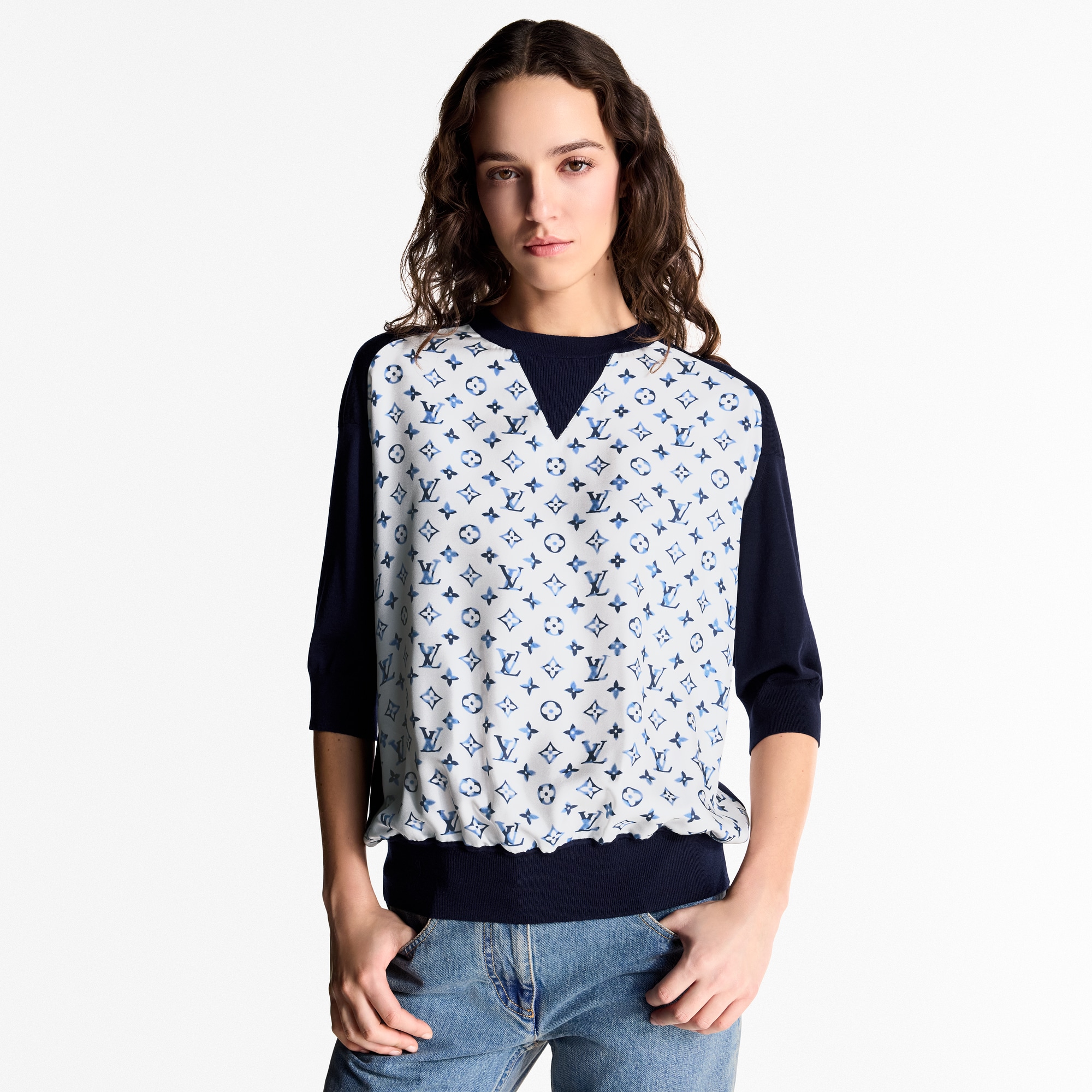 Aquarelle Monogram Insert Pullover   in Women
