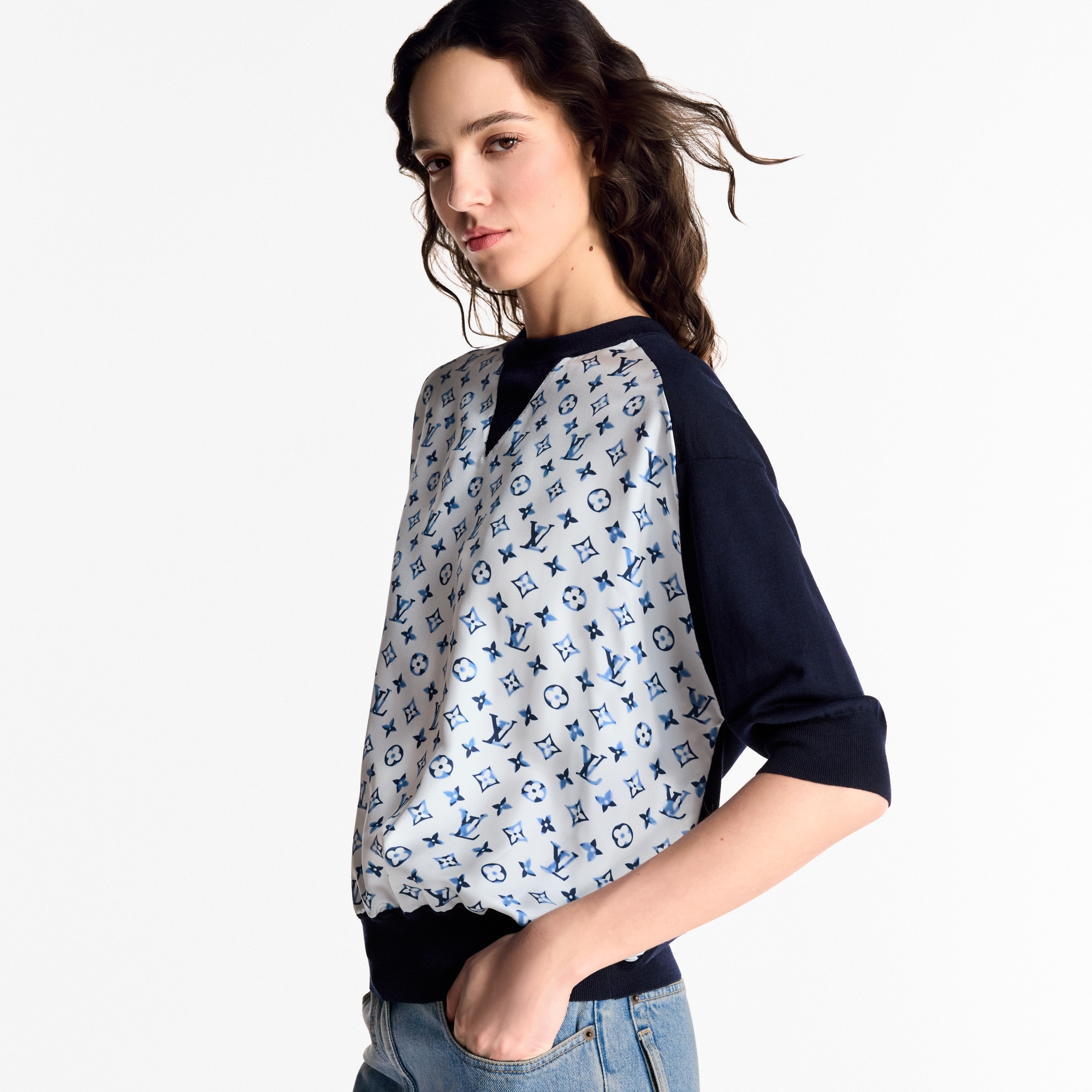 Aquarelle Monogram Insert Pullover   in Women