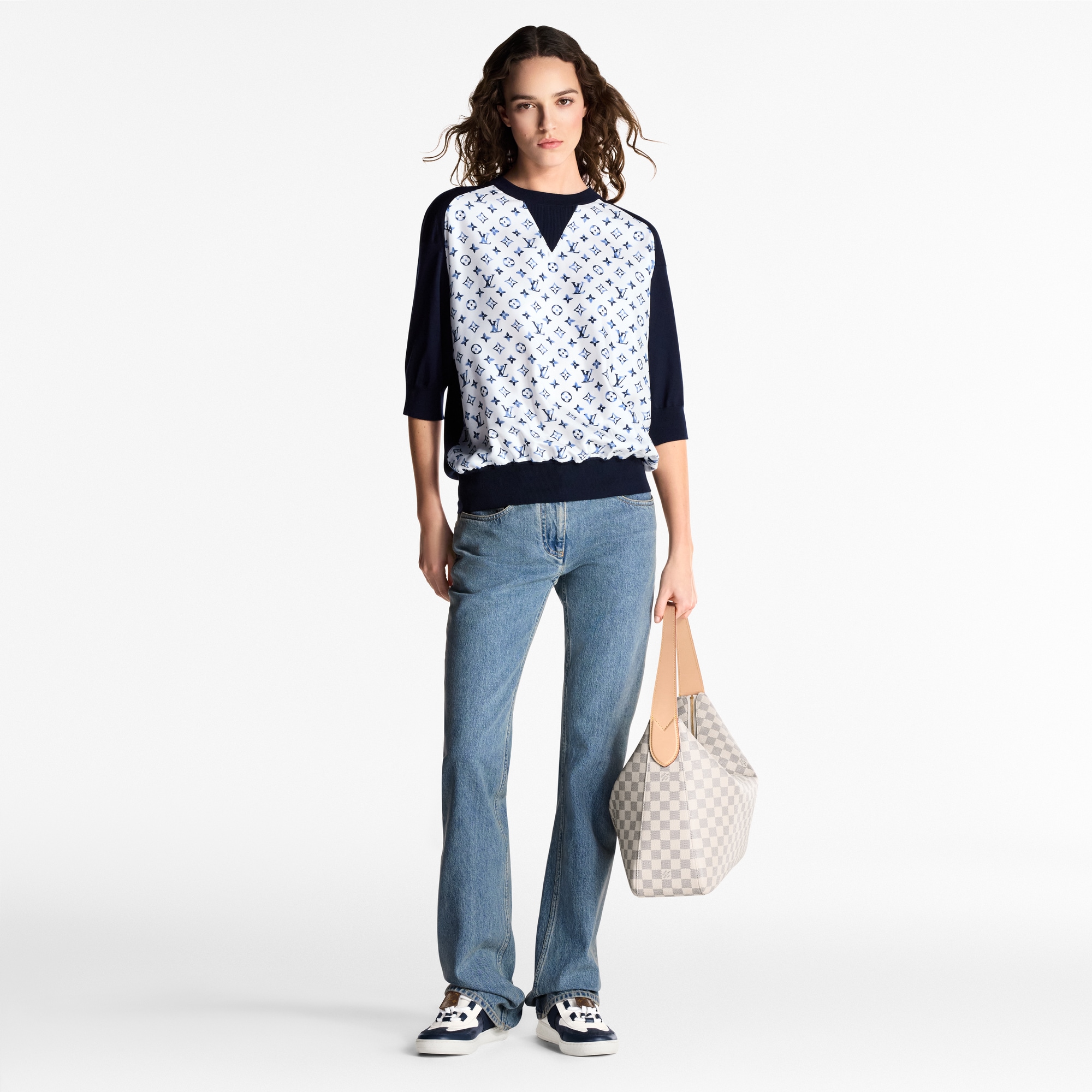 Aquarelle Monogram Insert Pullover   in Women