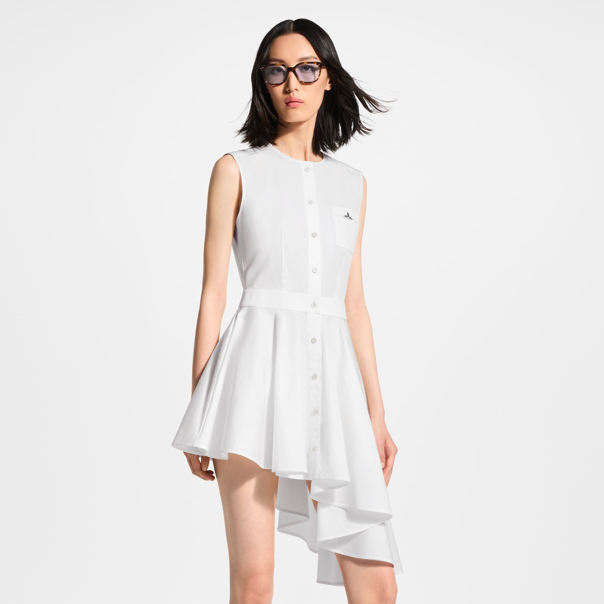 asymmetrical shirt dress women Mikaila Asymmetric Shirt Dress / Blue | MESHKI
