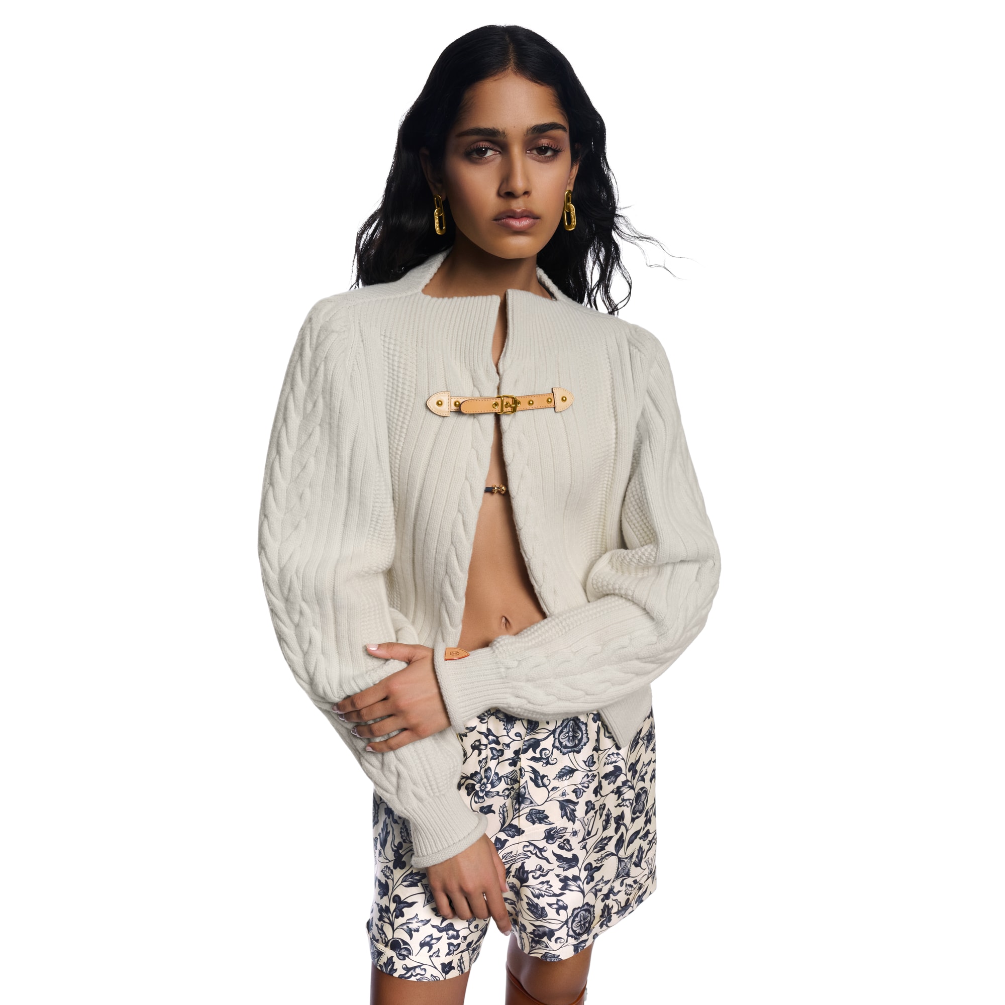 Cable Knit Strap Cardigan  in Women
