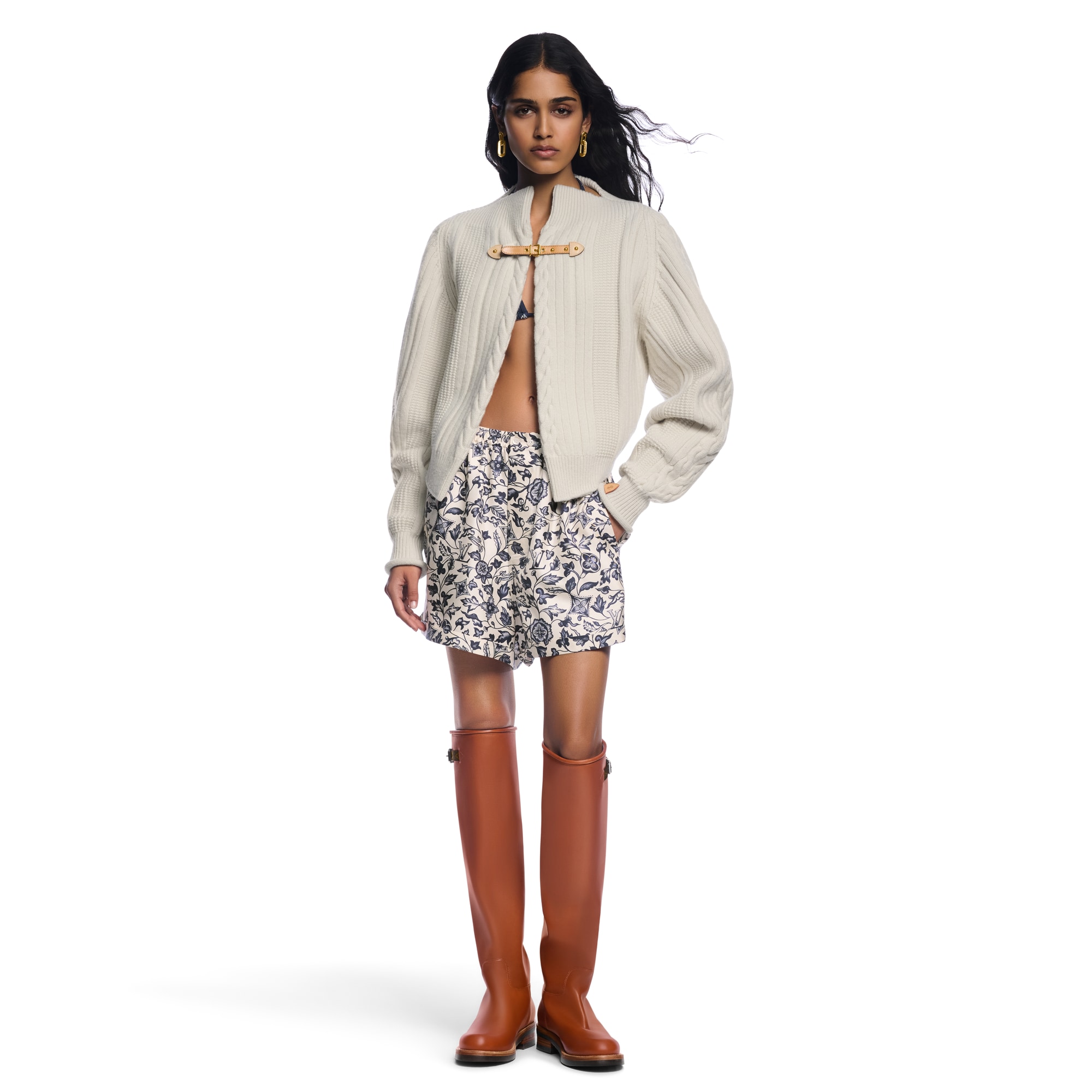 Cable Knit Strap Cardigan  in Women