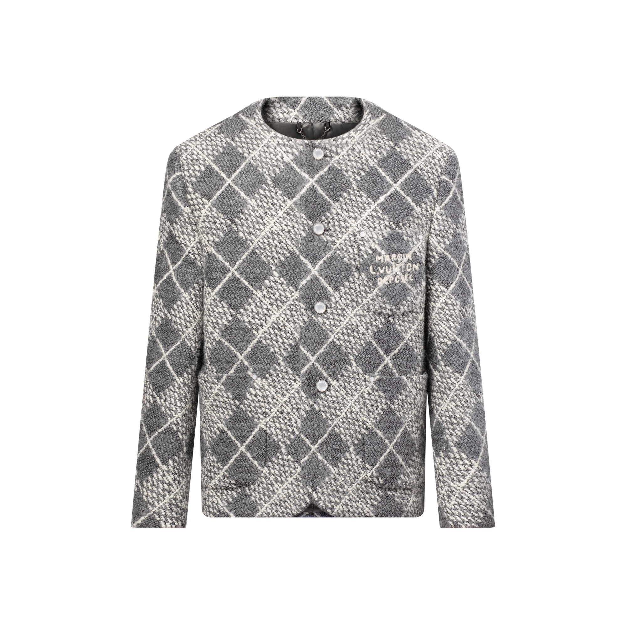 Chic Collarless Wool Jacket  in Men