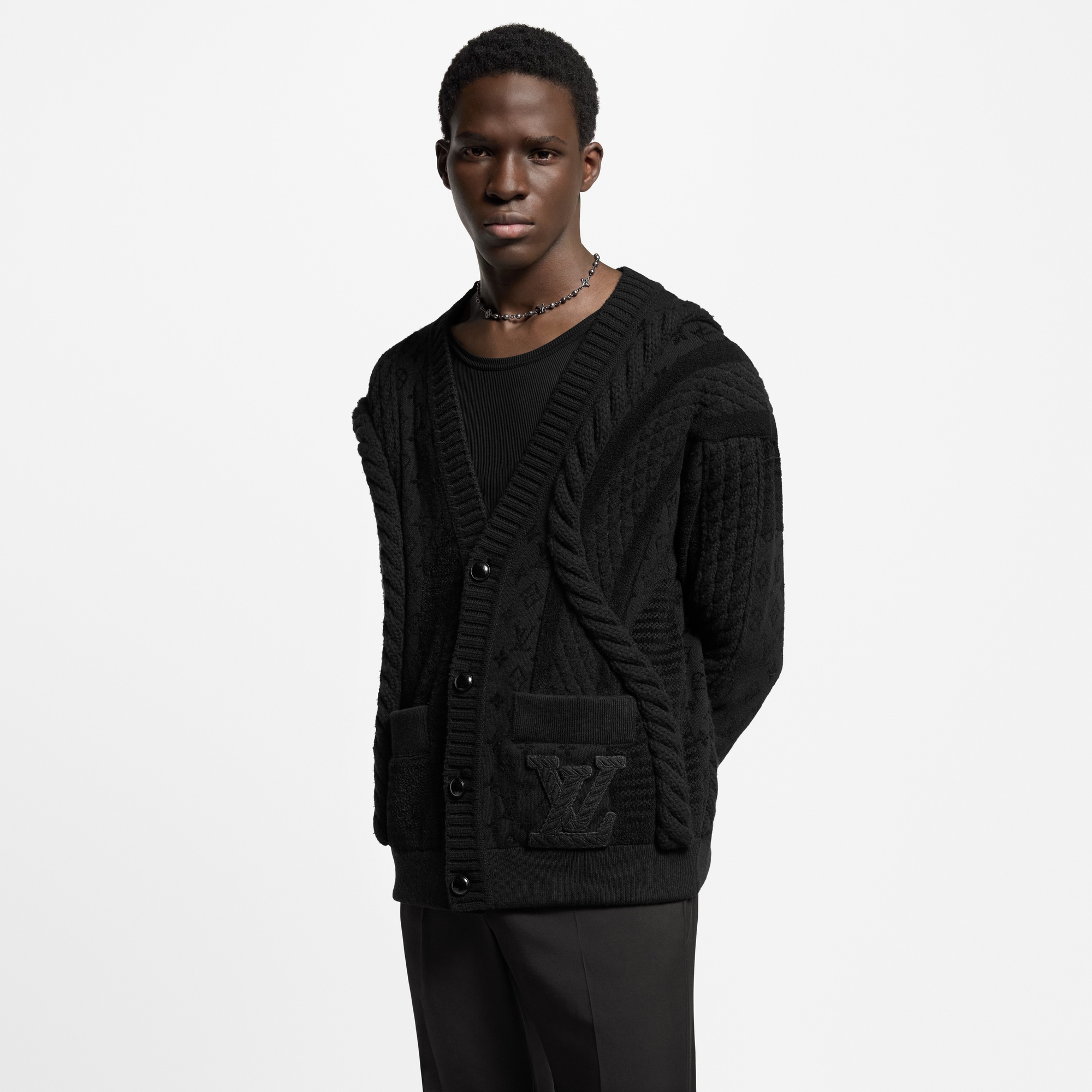 Chunky Wool-Blend Cable Cardigan  in Men