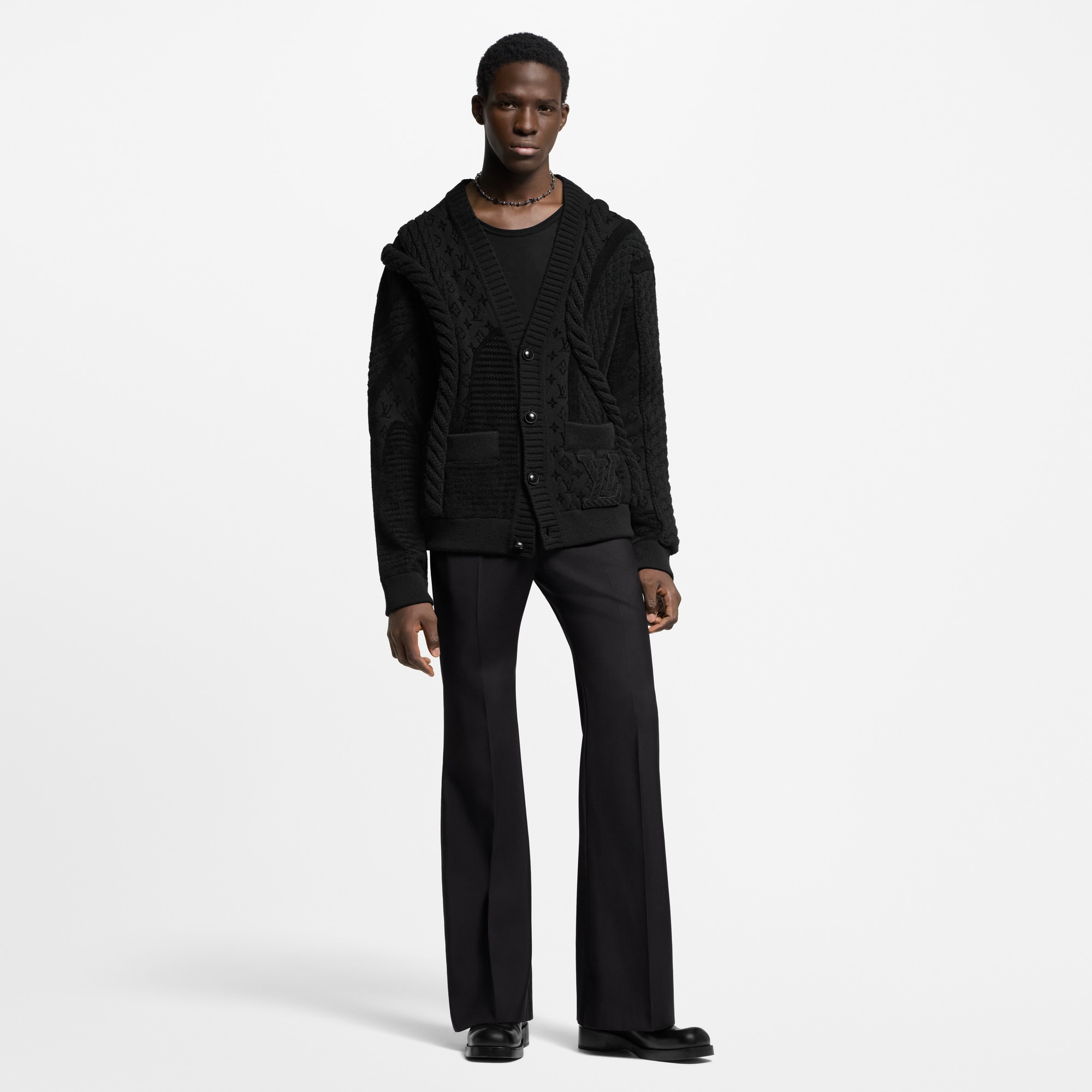 Chunky Wool-Blend Cable Cardigan  in Men