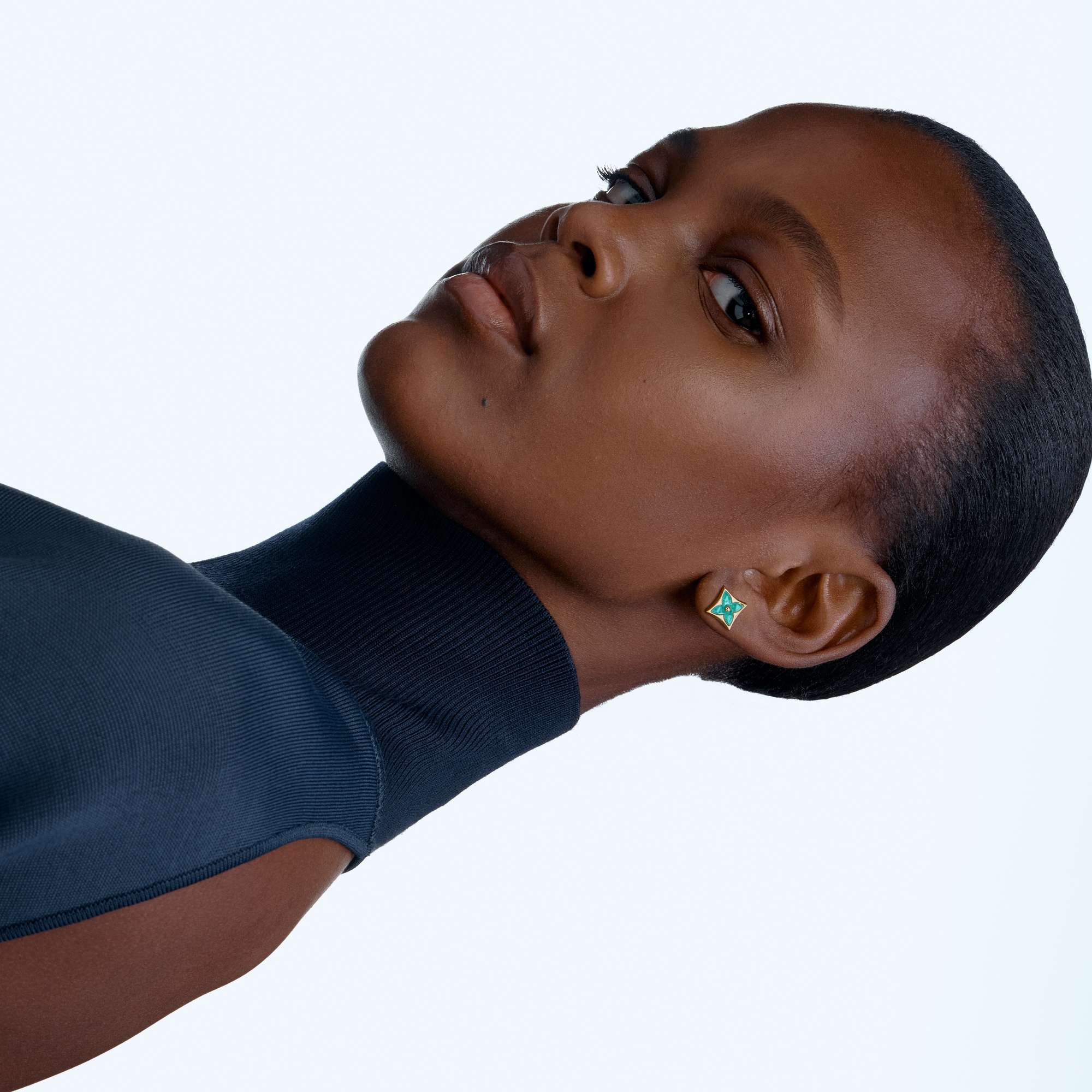 Color Blossom BB Star Ear Stud, Yellow Gold and Amazonite - Per Unit  in Jewellery