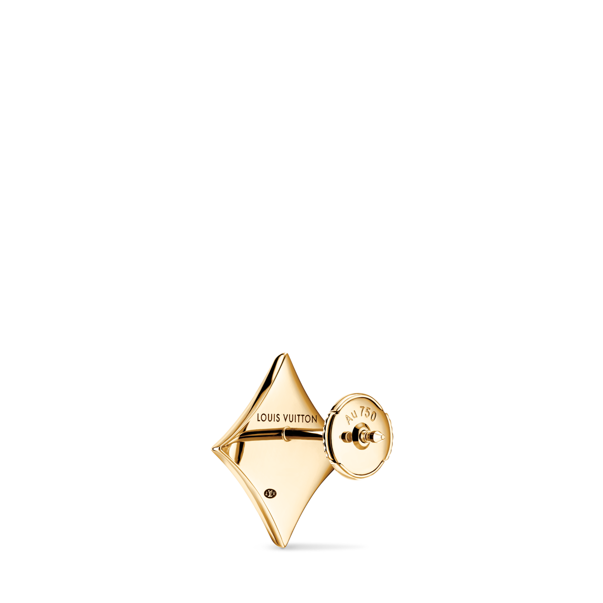 Color Blossom BB Star Ear Stud, Yellow Gold and Onyx - Per Unit  in Jewellery