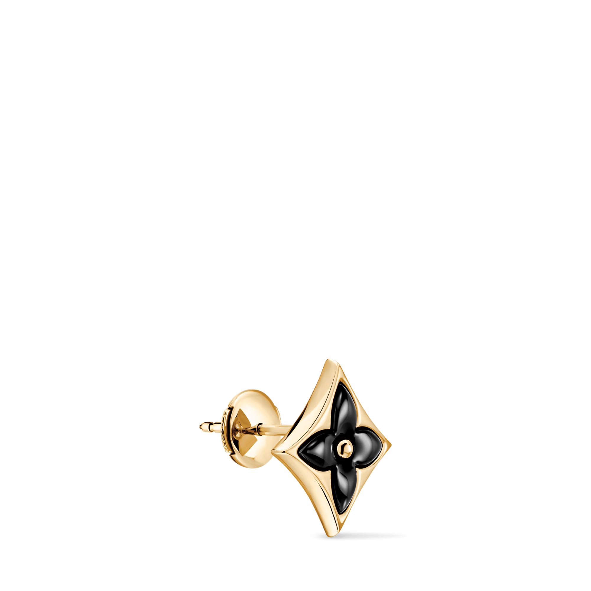 Color Blossom BB Star Ear Stud, Yellow Gold and Onyx - Per Unit  in Jewellery