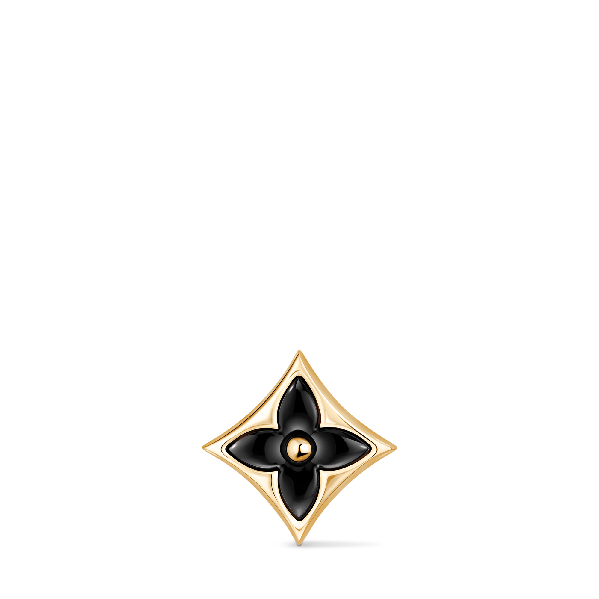 Color Blossom BB Star Ear Stud, Yellow Gold and Onyx - Per Unit  in Jewellery
