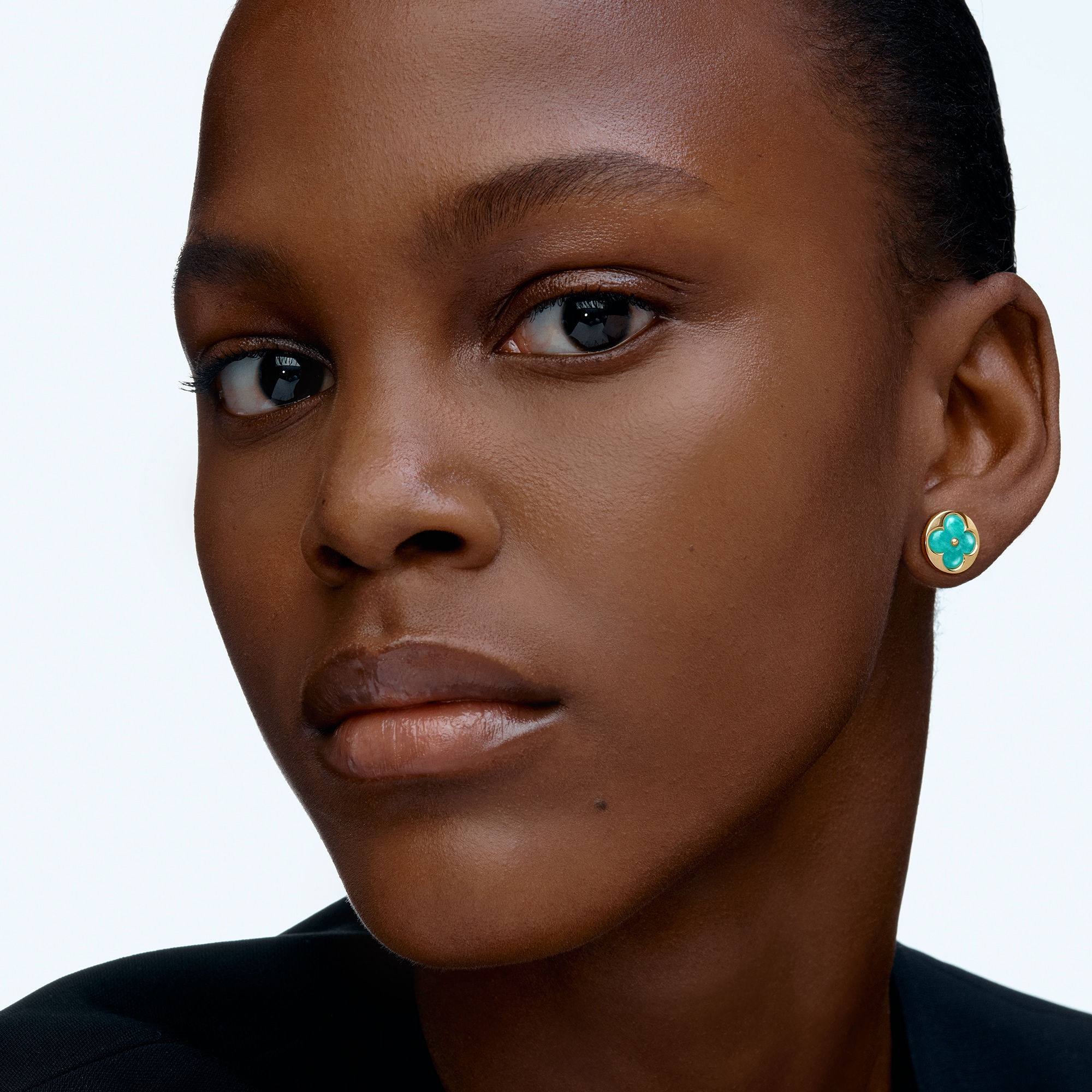Color Blossom BB Sun Ear Stud, Yellow Gold and Amazonite - Per Unit  in Jewellery