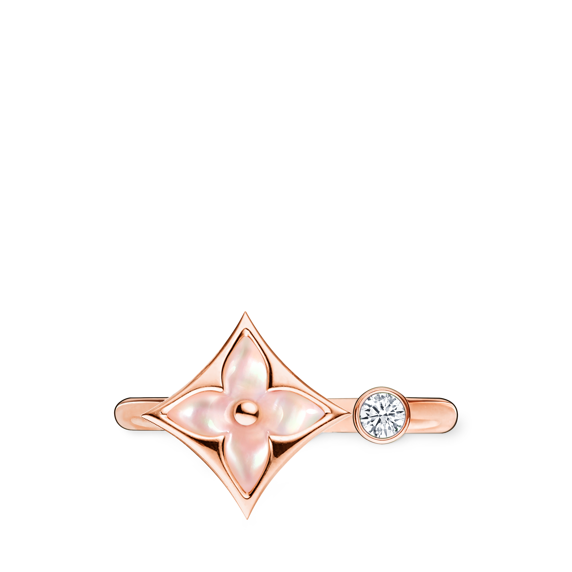 Color Blossom Mini Star Ring, Pink Gold, Pink Mother-Of-Pearl And Diamond  in Jewellery