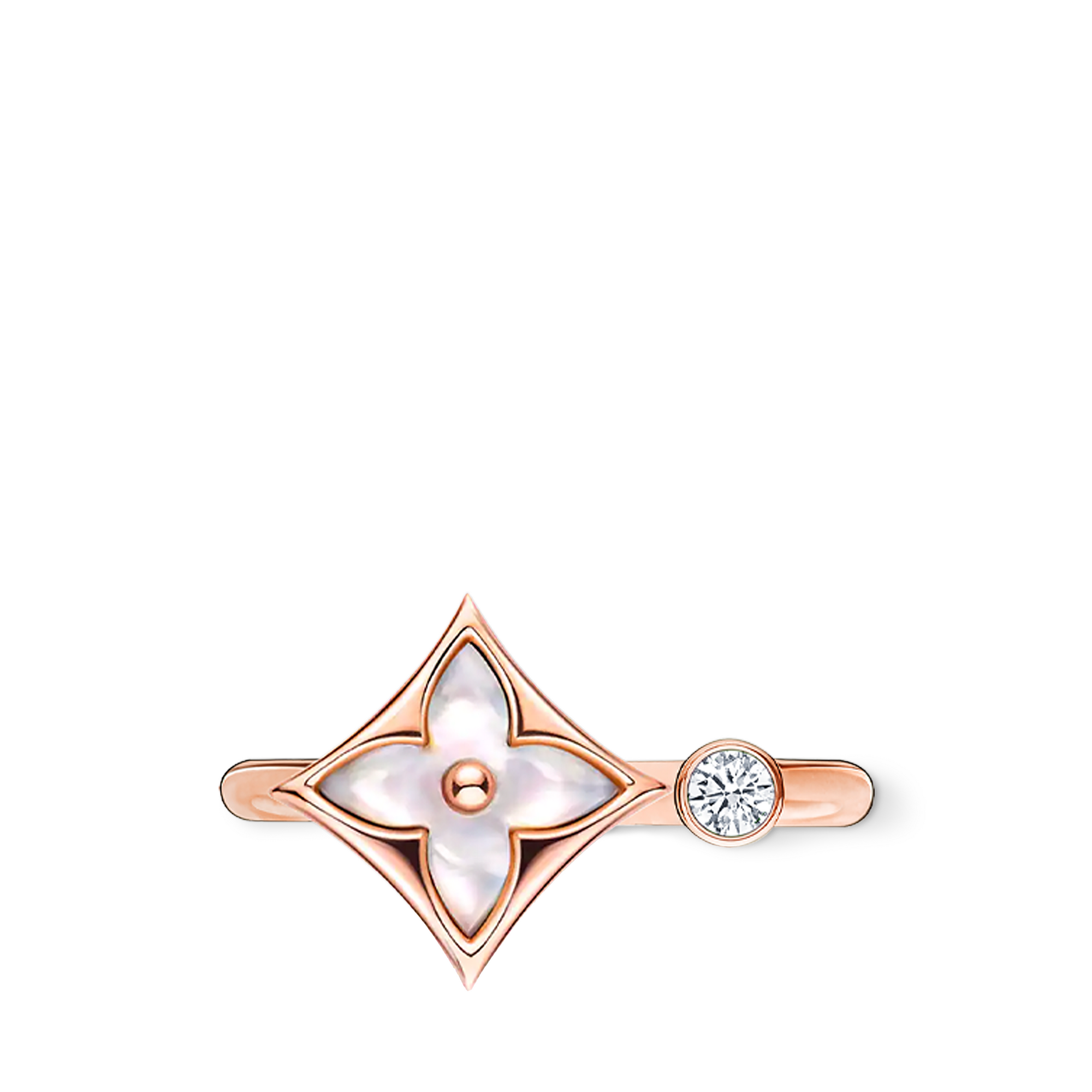 Color Blossom Mini Star Ring, Pink Gold, White Mother-Of-Pearl And Diamond  in Jewellery
