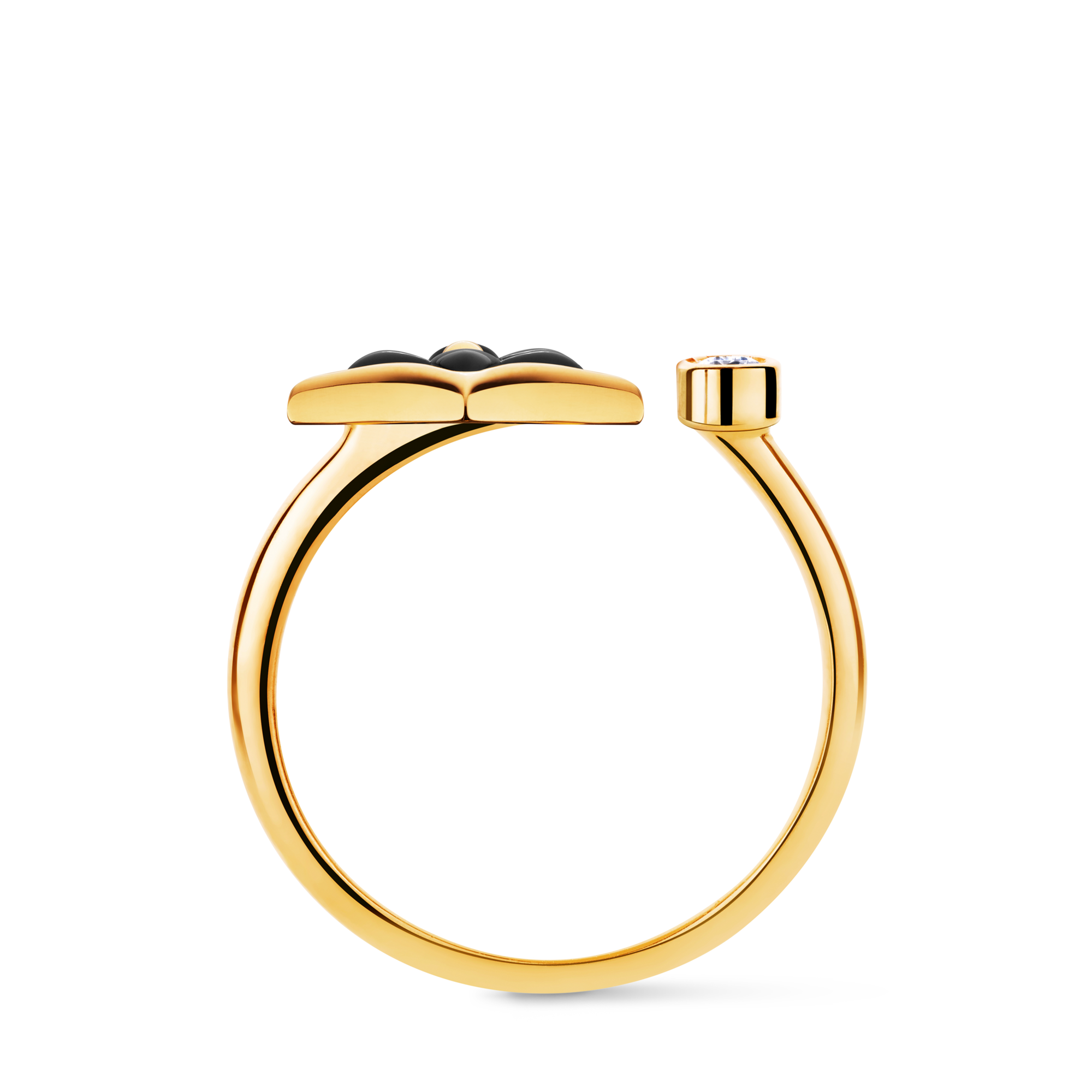 Color Blossom Mini Star Ring, Yellow Gold, Onyx And Diamond  in Jewellery