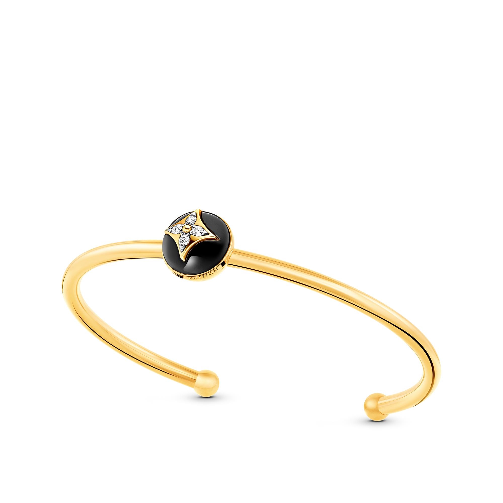Colour Blossom Open Bangle, Yellow Gold, White Gold, Onyx And Diamonds  in Men