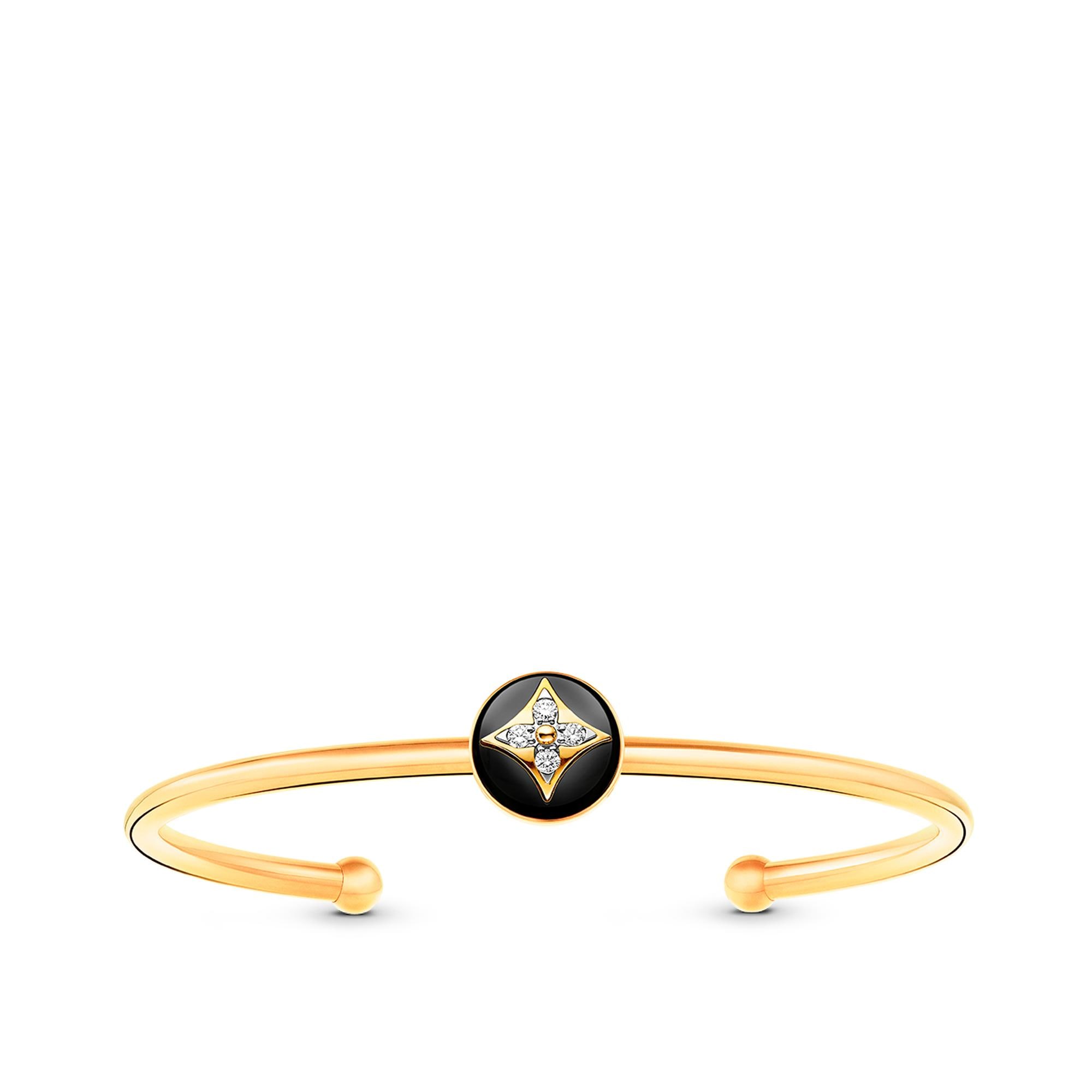 Colour Blossom Open Bangle, Yellow Gold, White Gold, Onyx And Diamonds  in Men