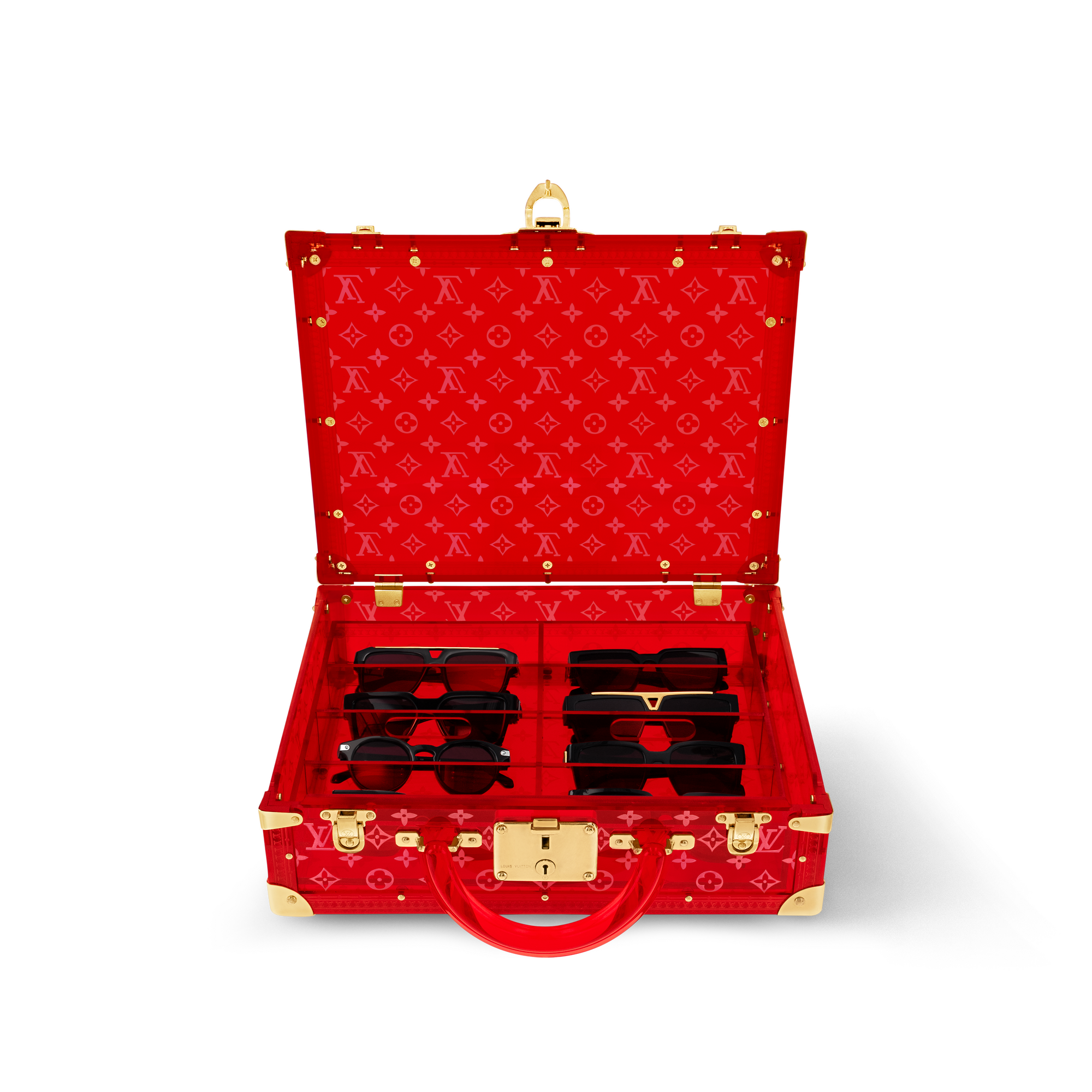 Cotteville Lunettes Seethrough Red High End Leathers in Trunks, Travel and Home