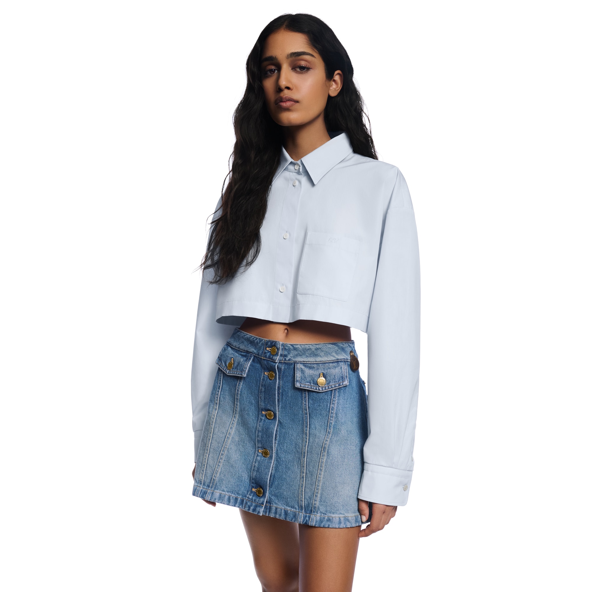 Cropped Cotton Poplin Shirt  in Women
