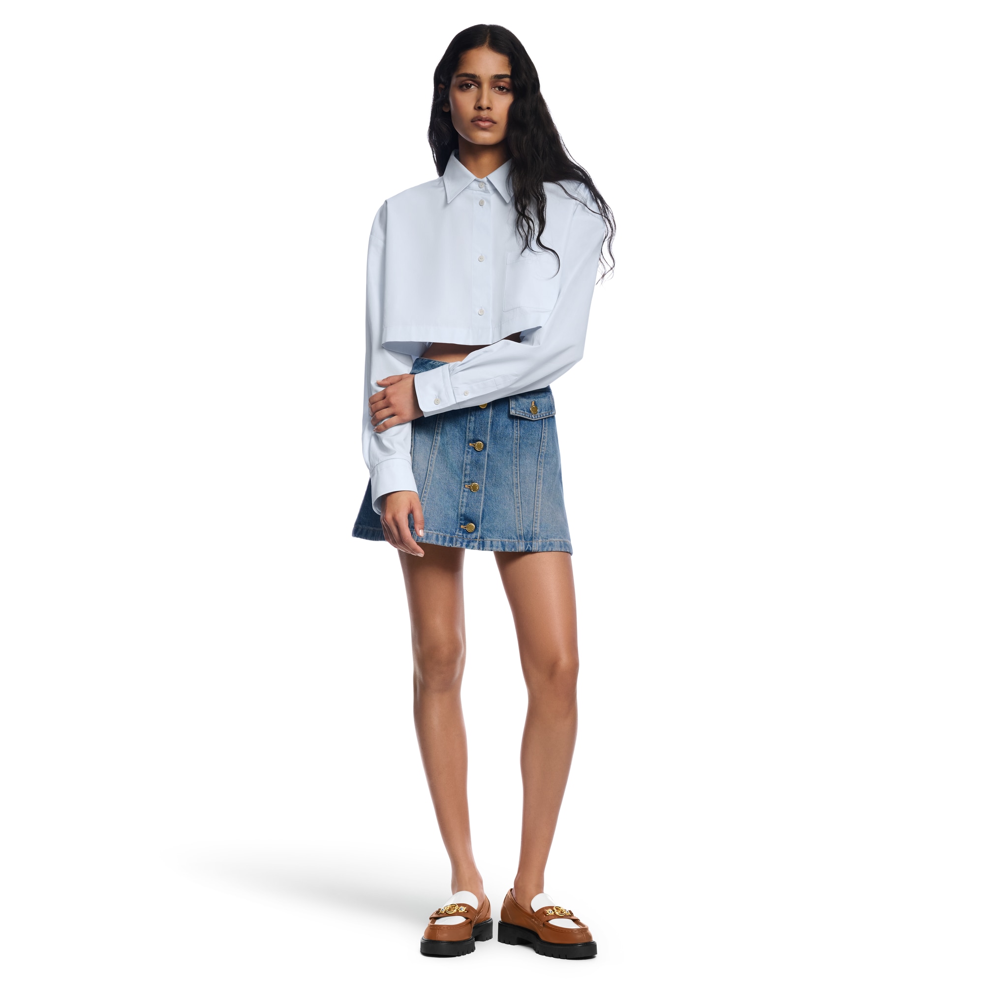 Cropped Cotton Poplin Shirt  in Women
