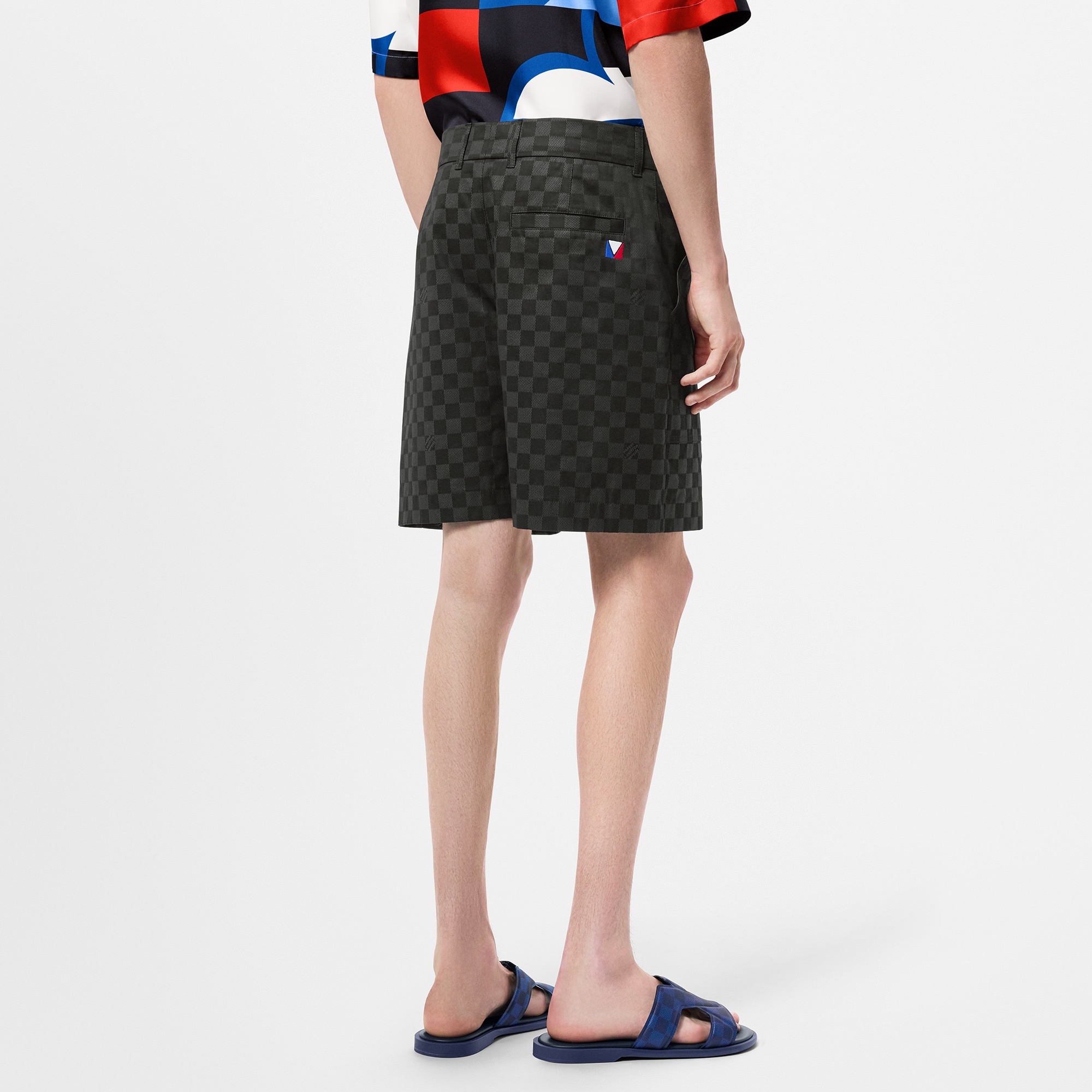 Damier Cotton Casual Shorts  in Men