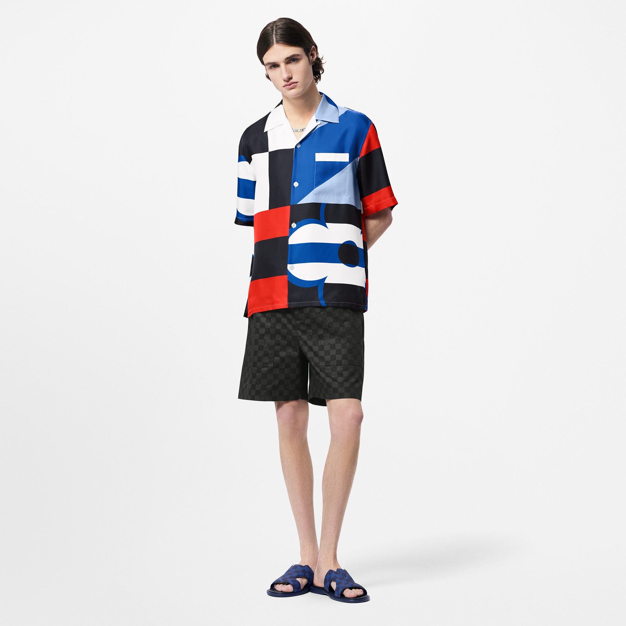 Damier Cotton Casual Shorts  in Men