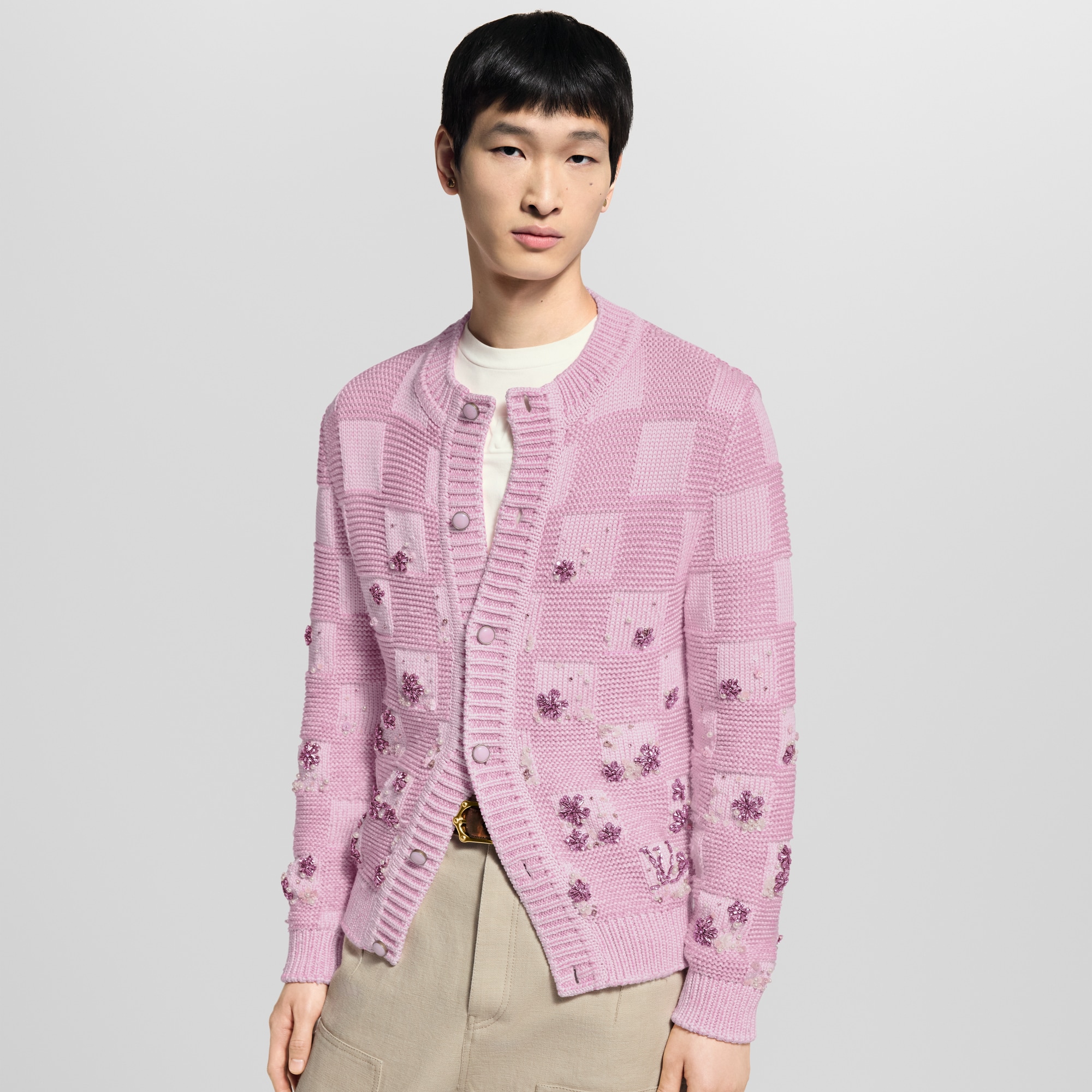 Damier Embroidered Cardigan  in Men