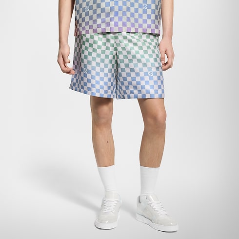 Damier Gradient Printed Silk Shorts in Men's Ready-to-Wear Pants collections by Louis Vuitton (Product zoom)