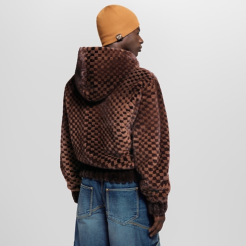Damier Intarsia Zipped Mink Hoodie in Men's Ready-to-Wear All Ready-to-Wear collections by Louis Vuitton (Product zoom)