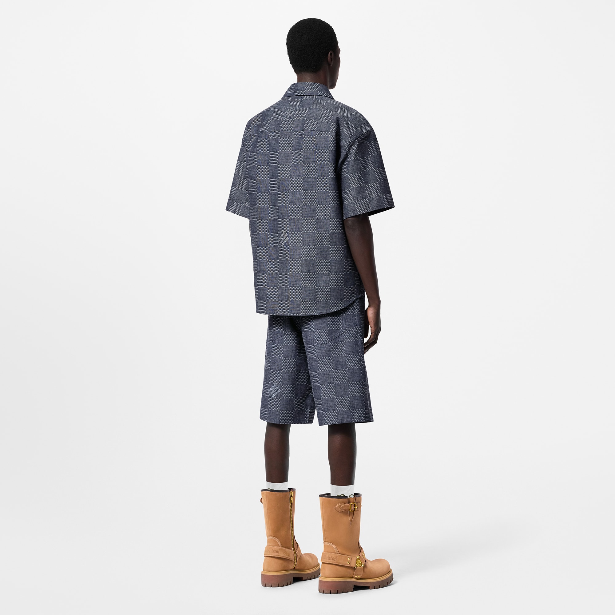 Damier Short-Sleeved Chambray Shirt  in Men