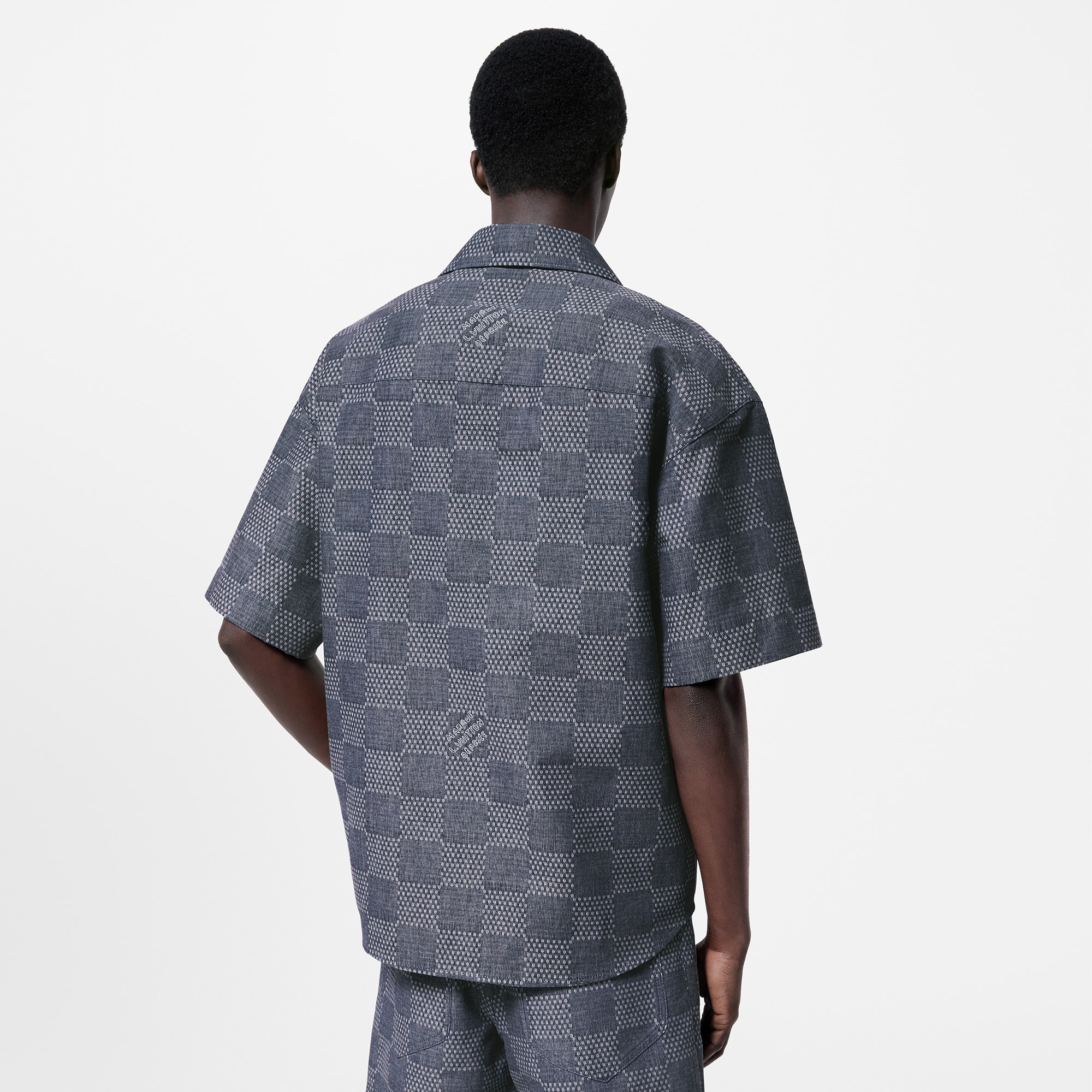 Damier Short-Sleeved Chambray Shirt  in Men