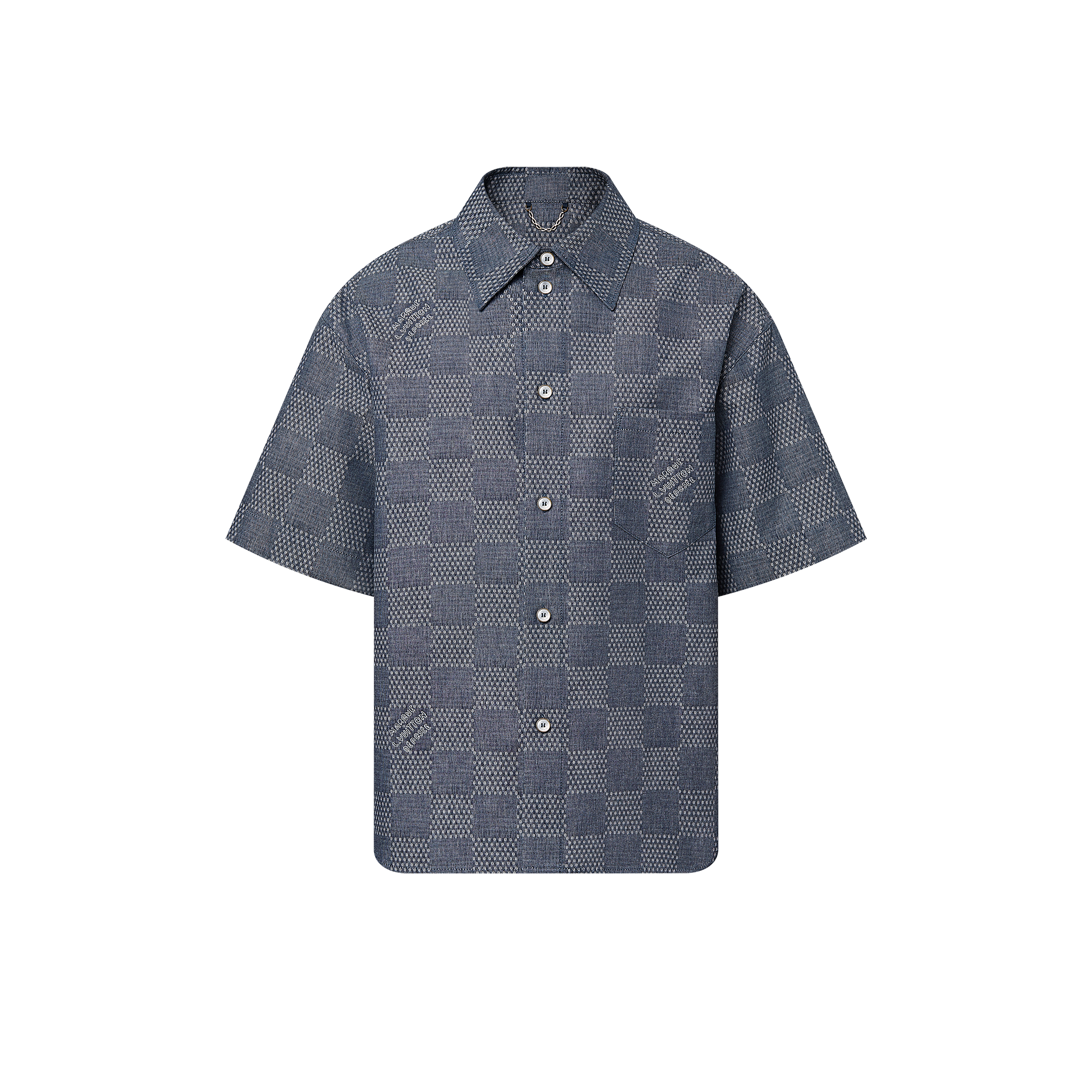 Damier Short-Sleeved Chambray Shirt  in Men