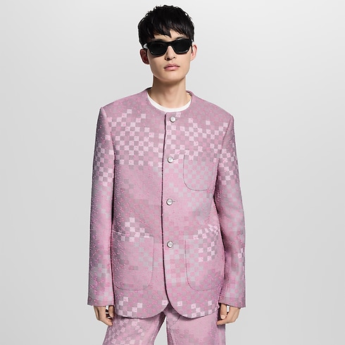Damoflage Collarless Tweed Jacket in Men's Ready-to-Wear Blazers and Jackets collections by Louis Vuitton (Product zoom)