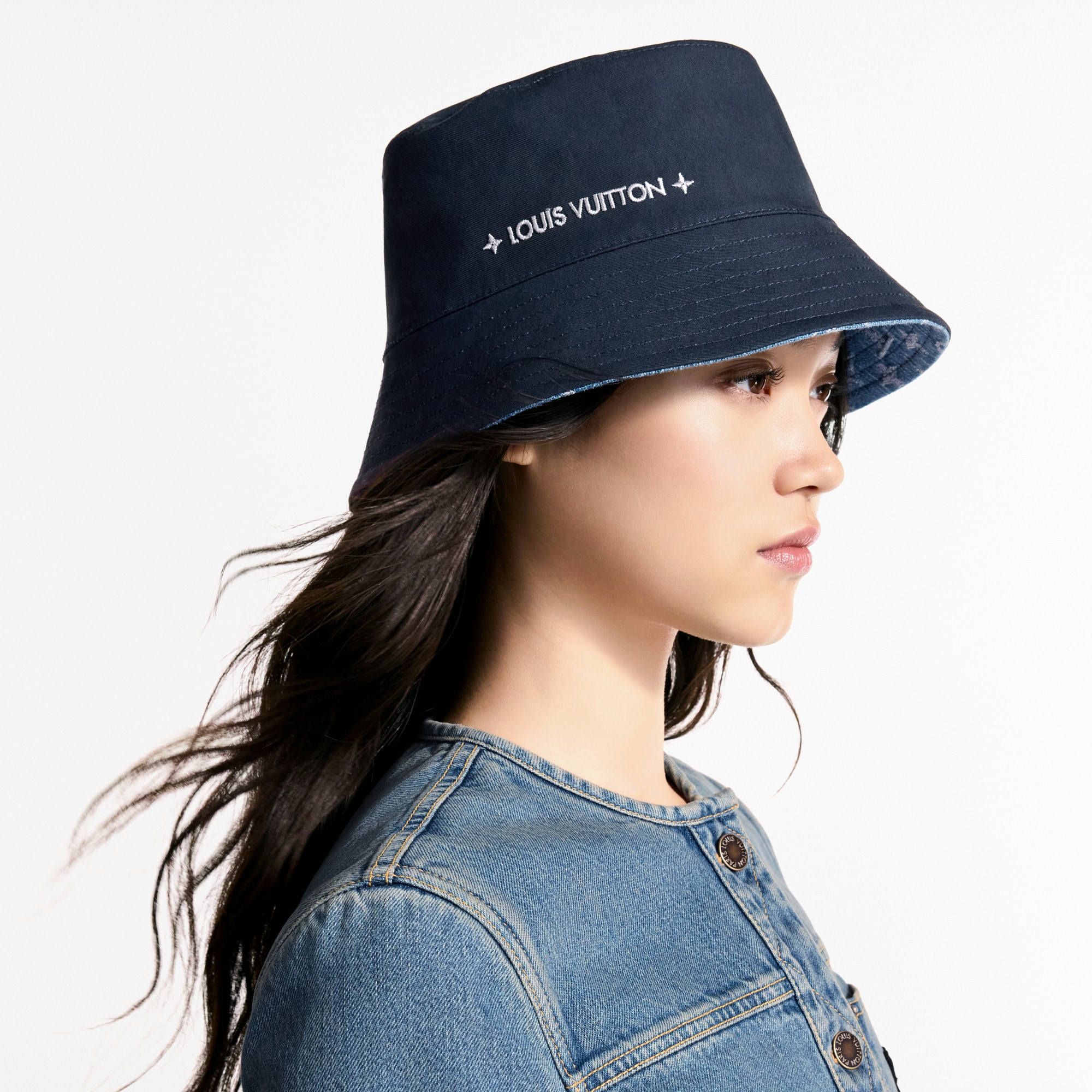 Denim Bucket Hat . in Women