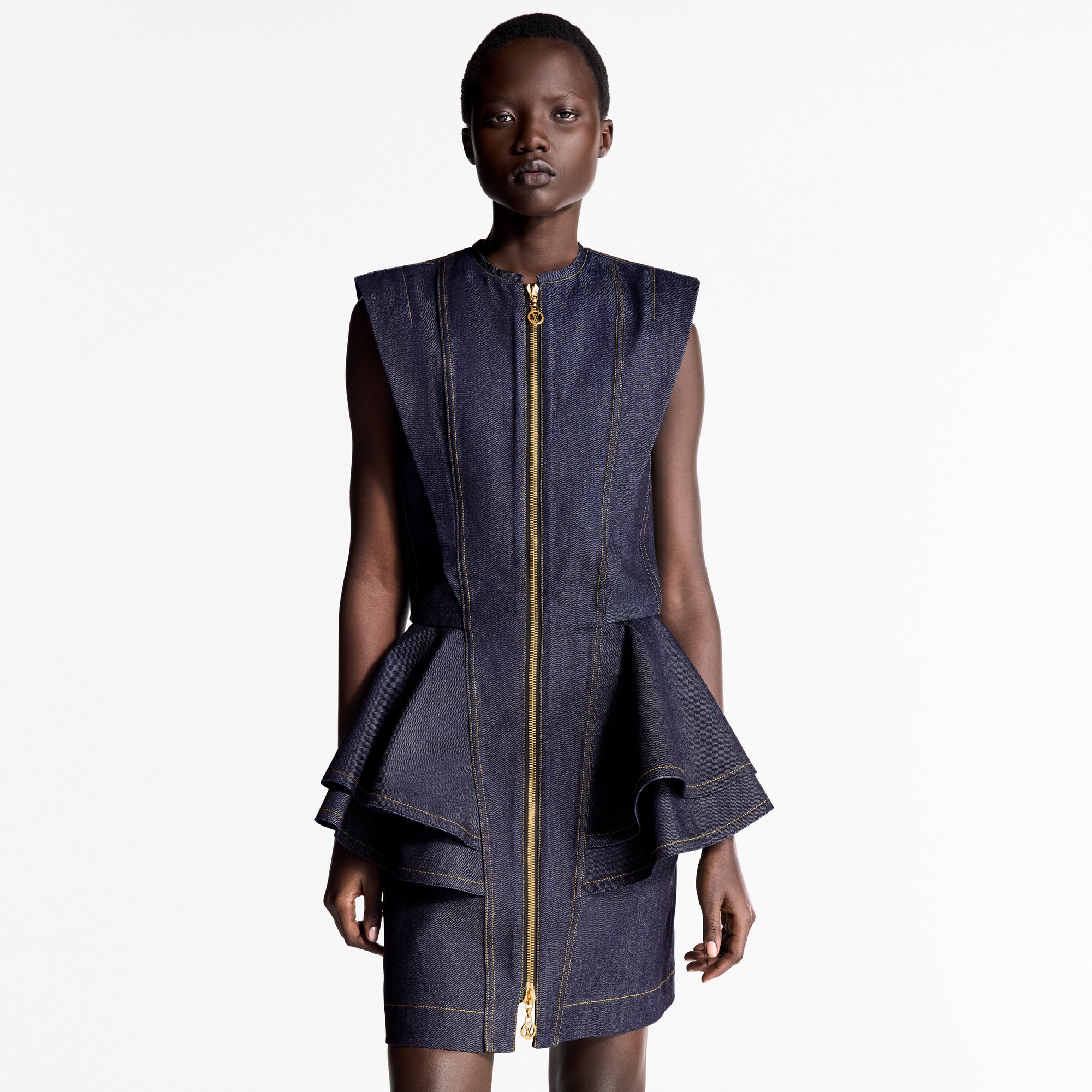 Denim Flounce Dress   in Women