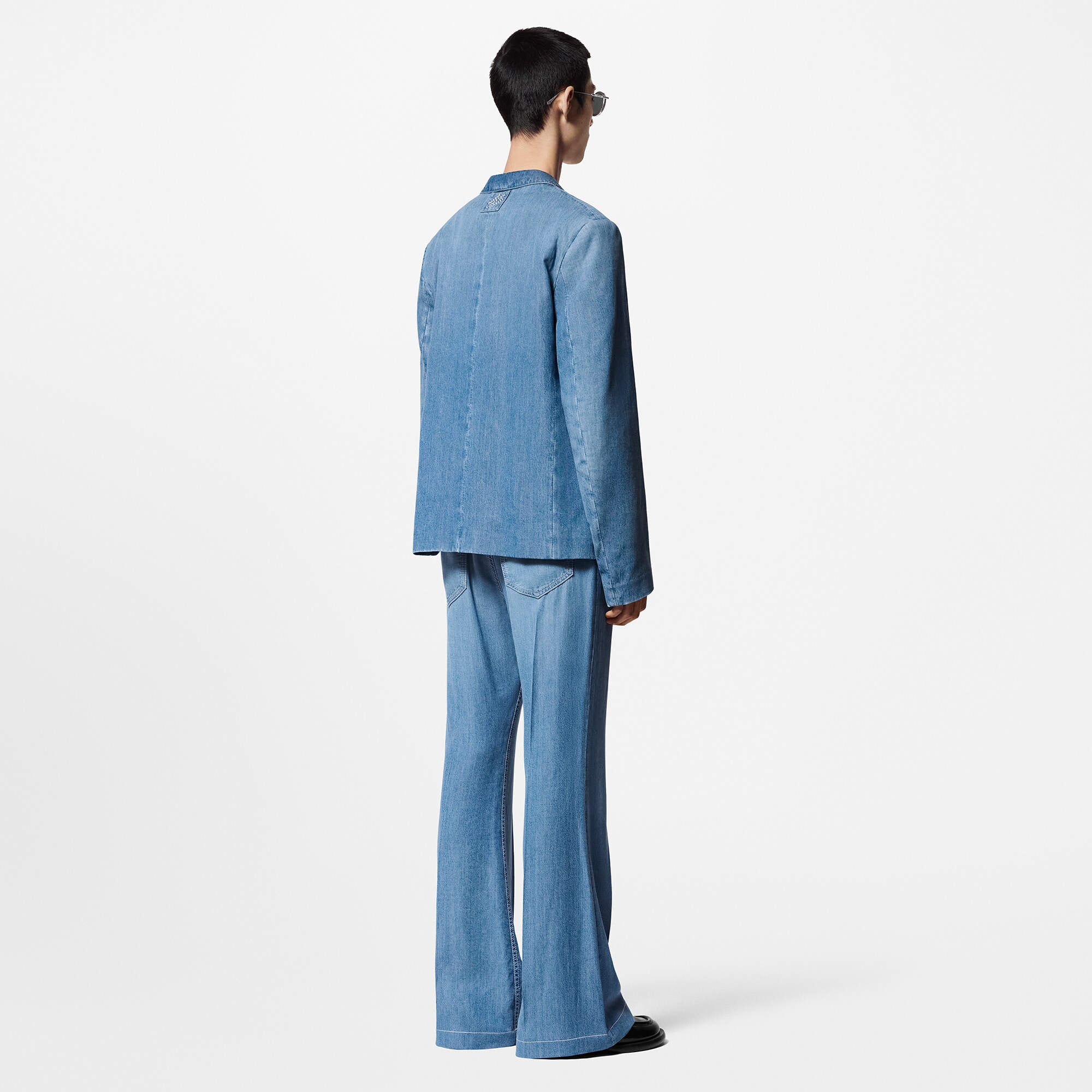 Double-Breasted  Tailored Chambray Jacket   in Men