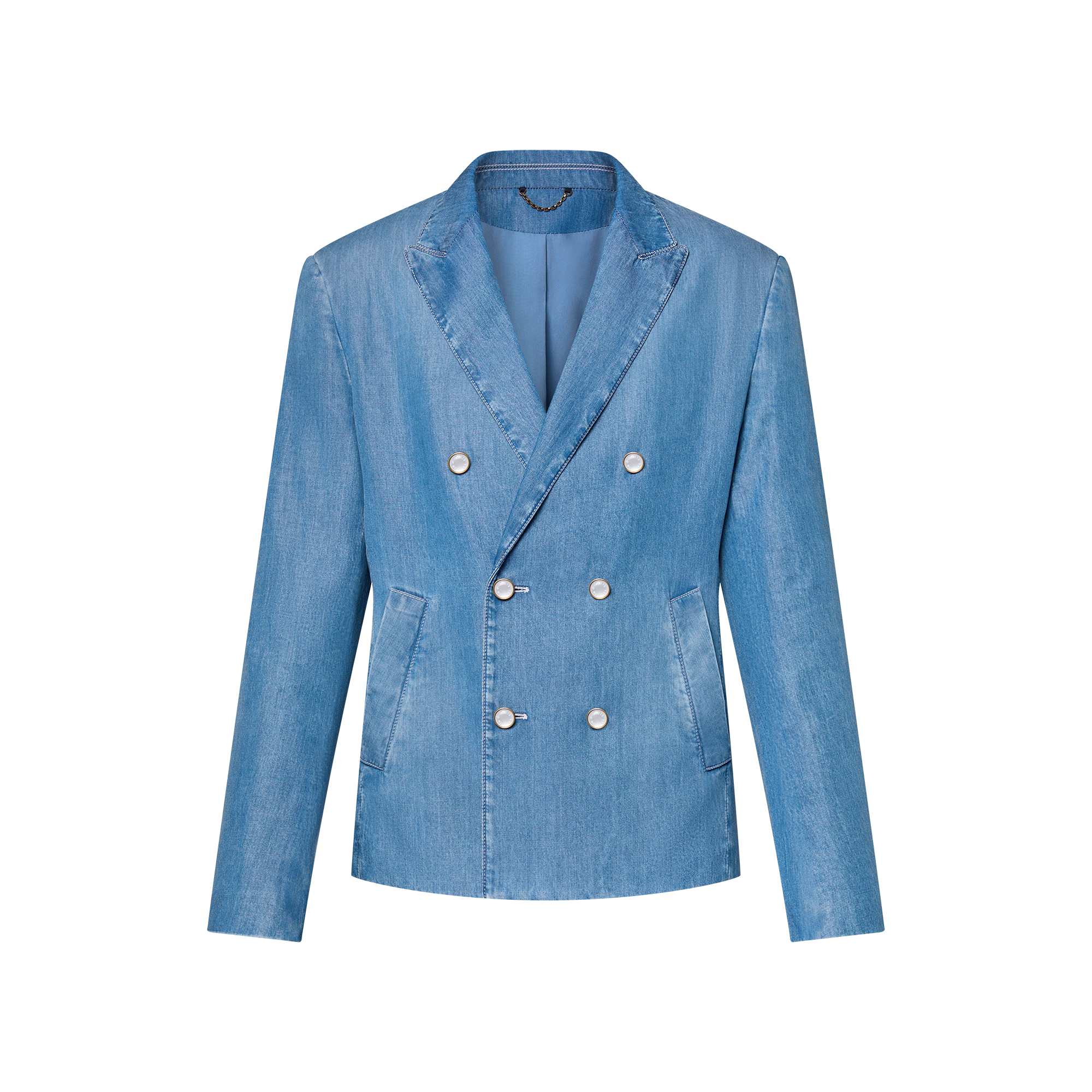 Double-Breasted  Tailored Chambray Jacket   in Men
