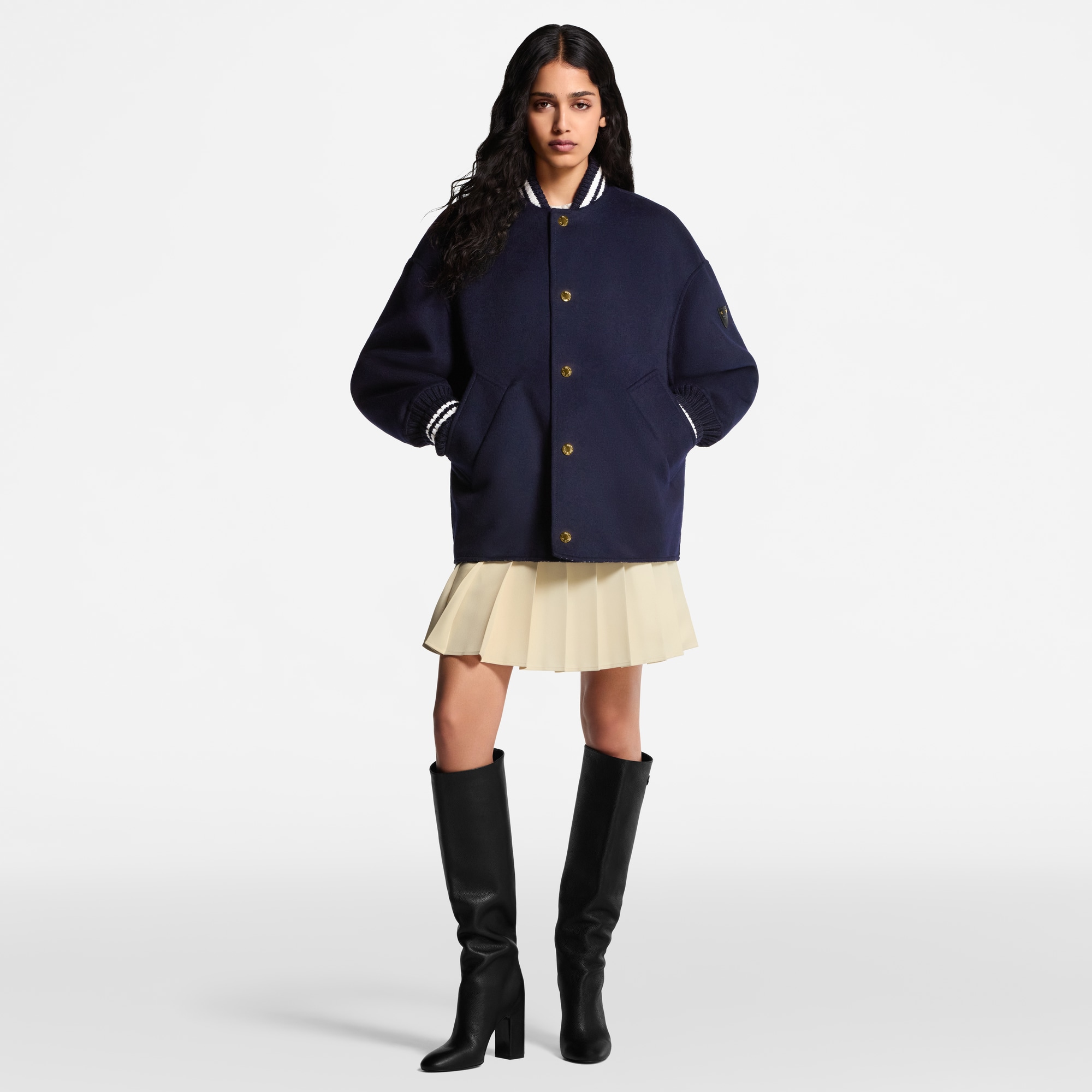 Double Face Varsity Jacket  in Women