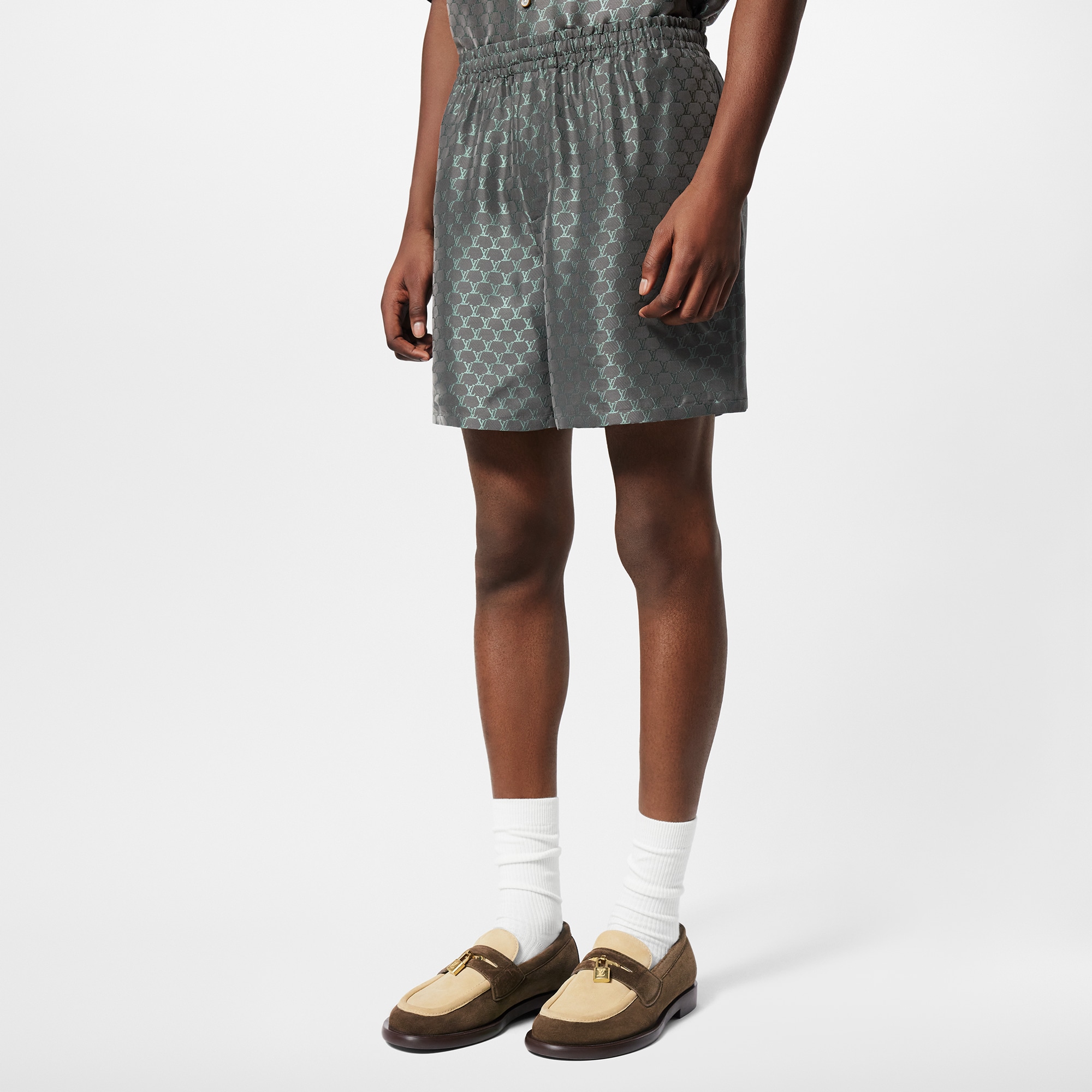 Drawstring Jacquard Silk-Blend Shorts  in Men