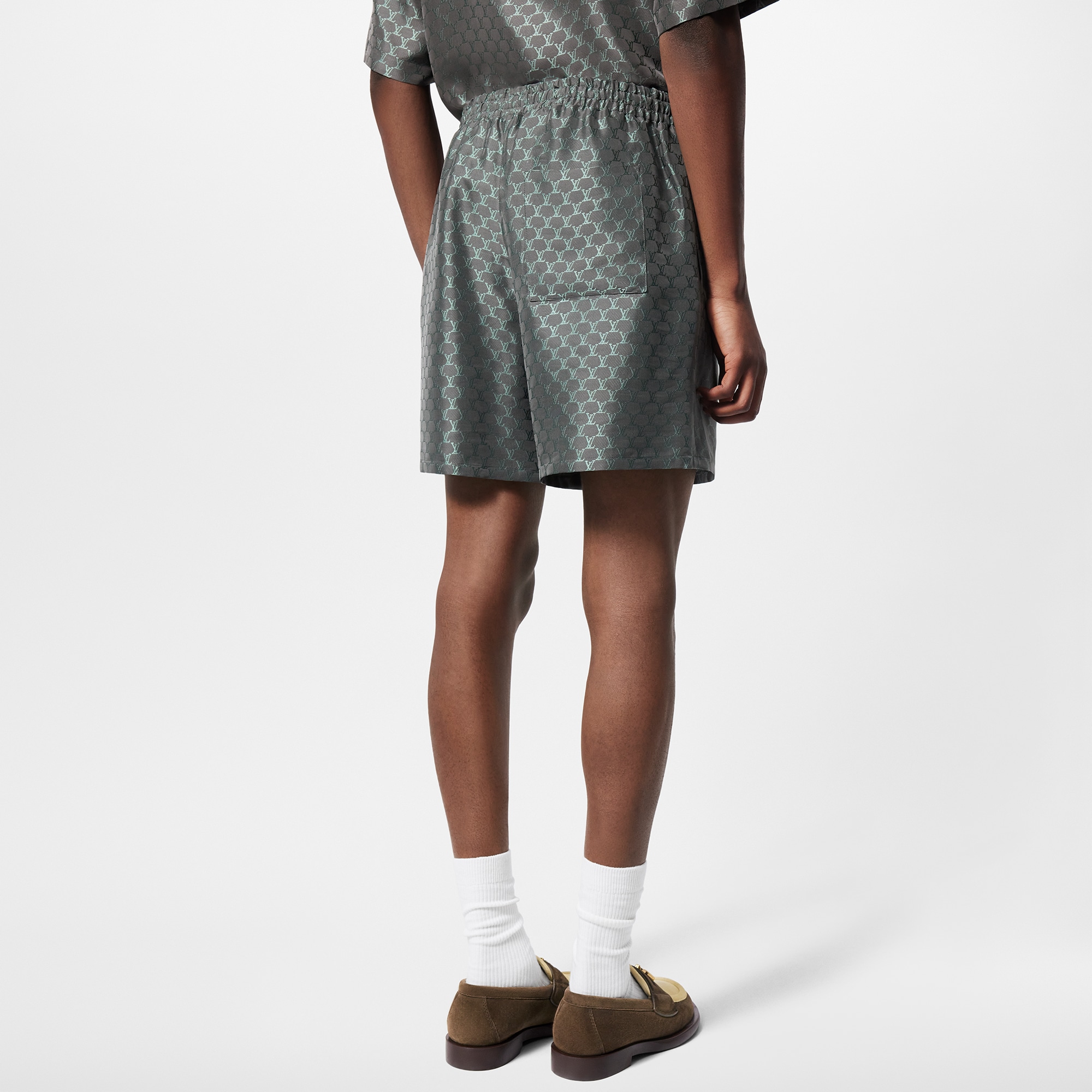 Drawstring Jacquard Silk-Blend Shorts  in Men