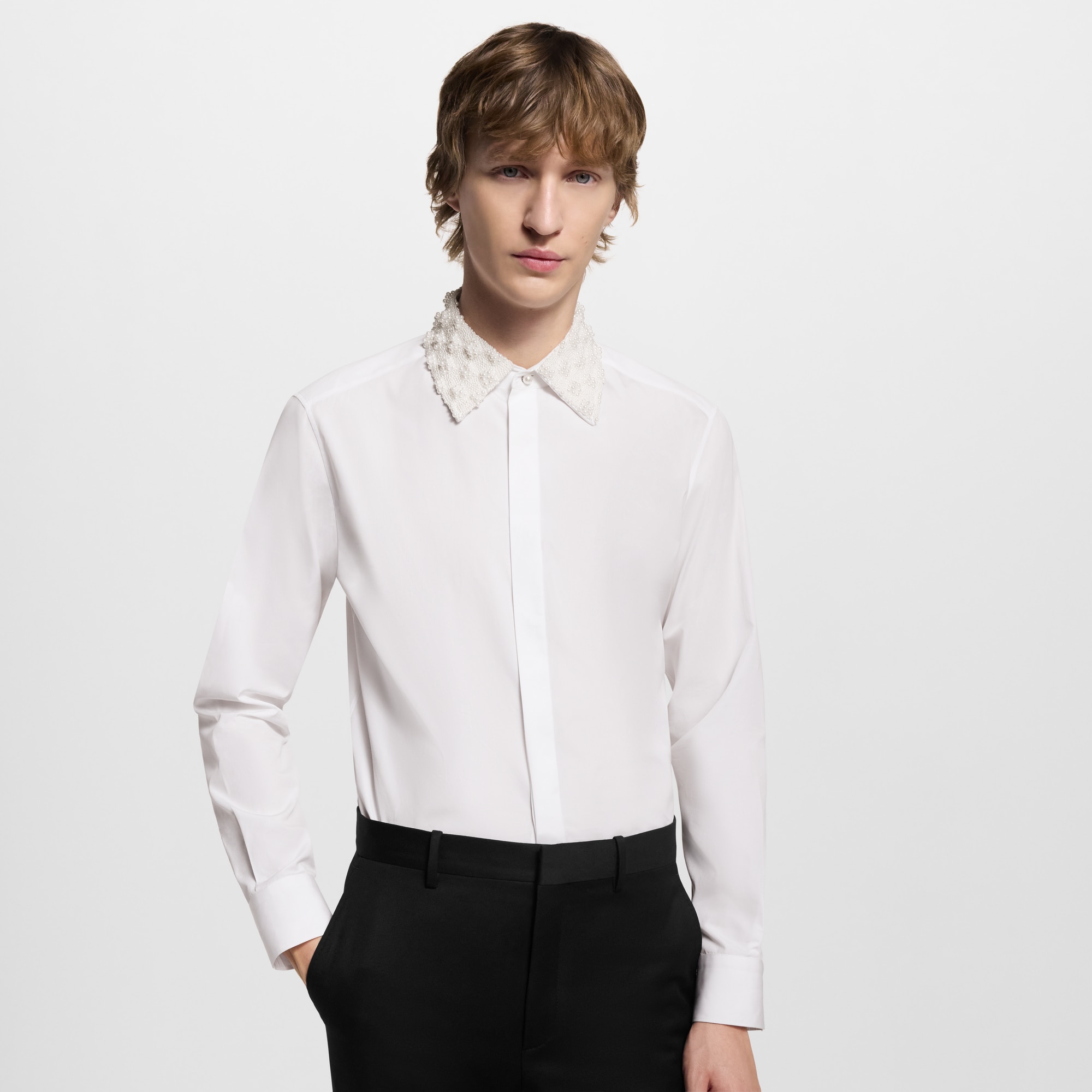 Embellished Collar Evening Shirt   in Men