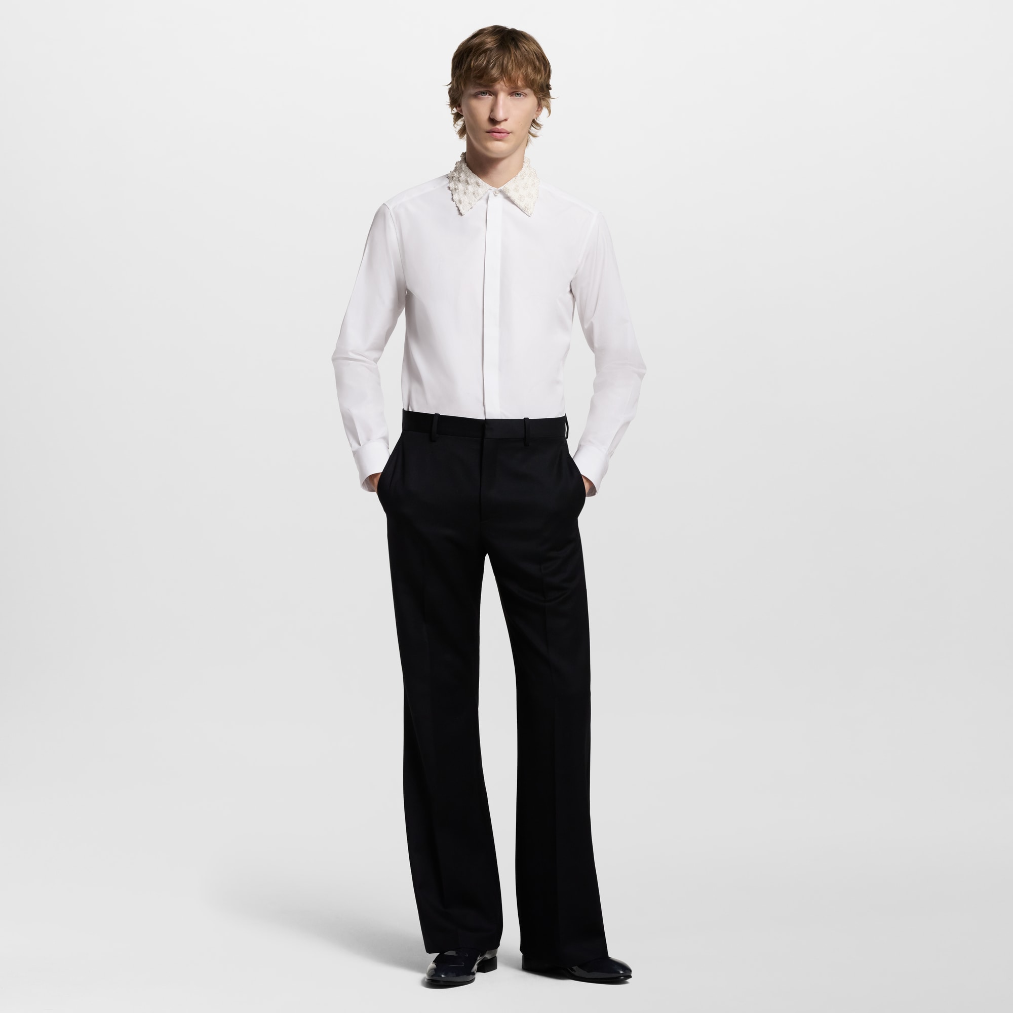 Embellished Collar Evening Shirt   in Men