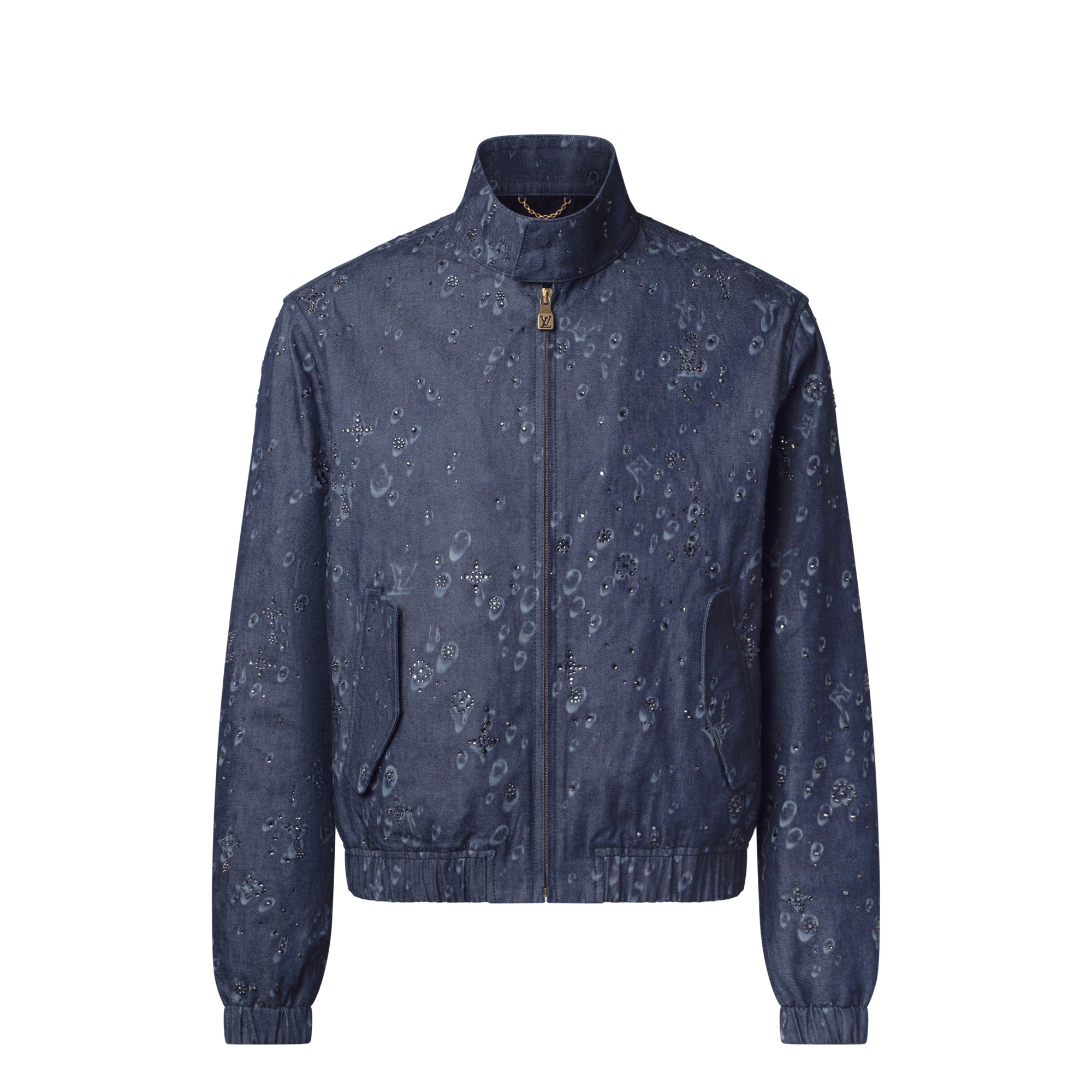 Embellished Denim Harrington Jacket  in Men