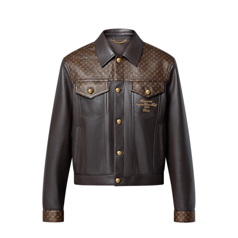 Embellished Leather Trucker Jacket in Men's Ready-to-Wear Outerwear and Coats collections by Louis Vuitton (Product zoom)