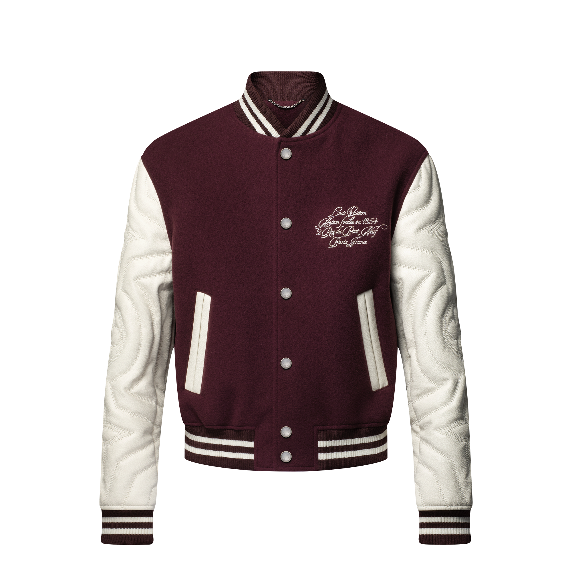 Embroidered Calfskin Varsity Jacket  in Men