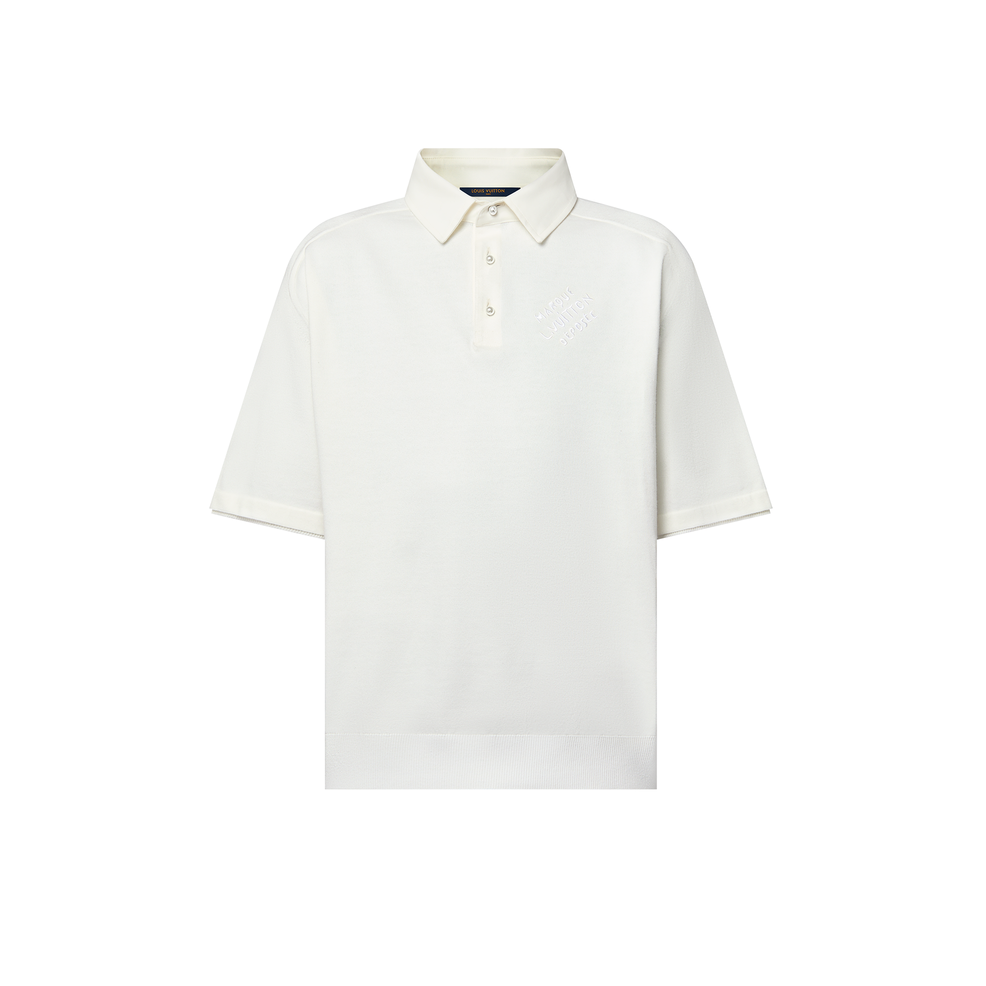 Embroidered Short-Sleeved Cotton Blend Polo Shirt  in Men
