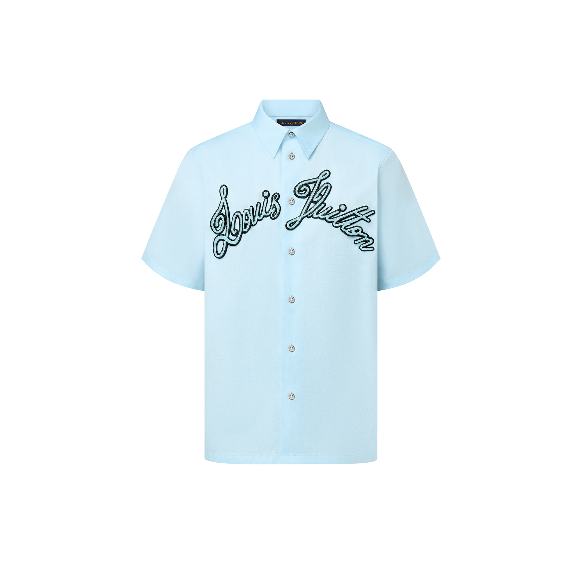 Embroidered Short-Sleeved Cotton Shirt  in Men