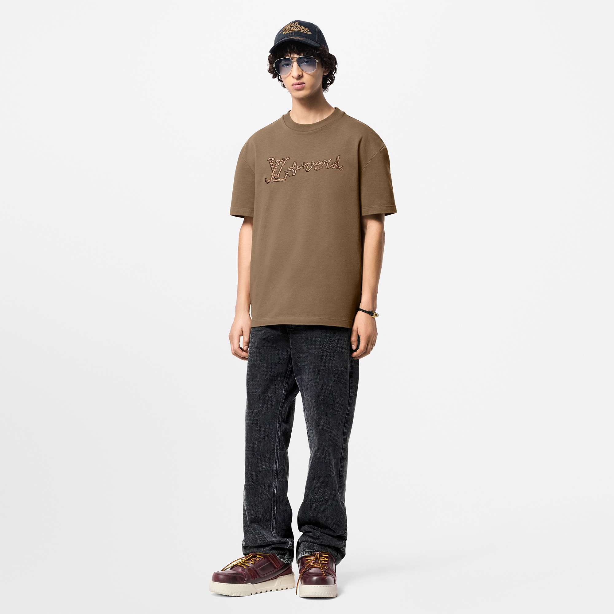 Embroidered Signature Cotton T-Shirt  in Men