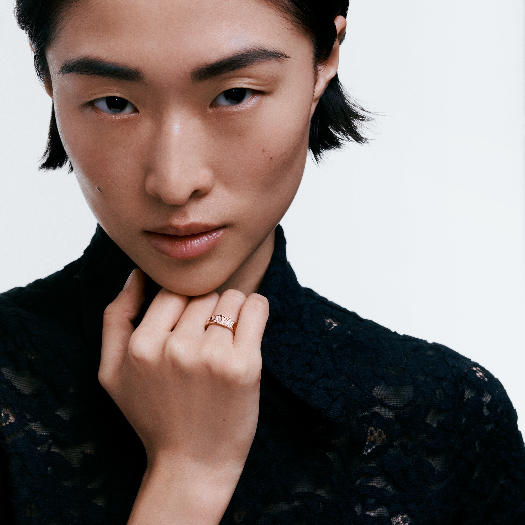 Empreinte Medium Ring, Pink Gold and Diamonds  in Jewellery