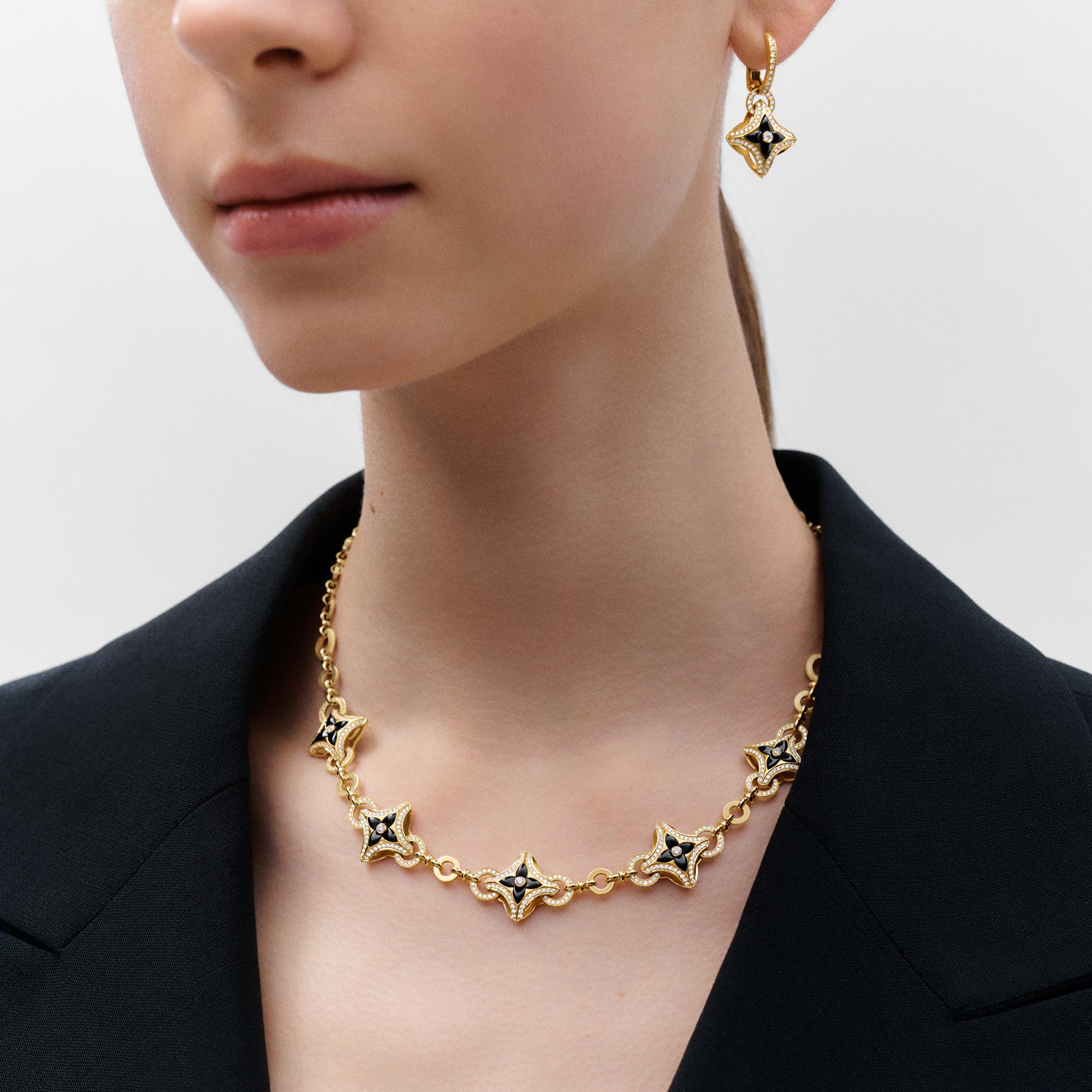 Ever Blossom Earrings, Yellow Gold, Onyx & Diamonds  in Jewellery