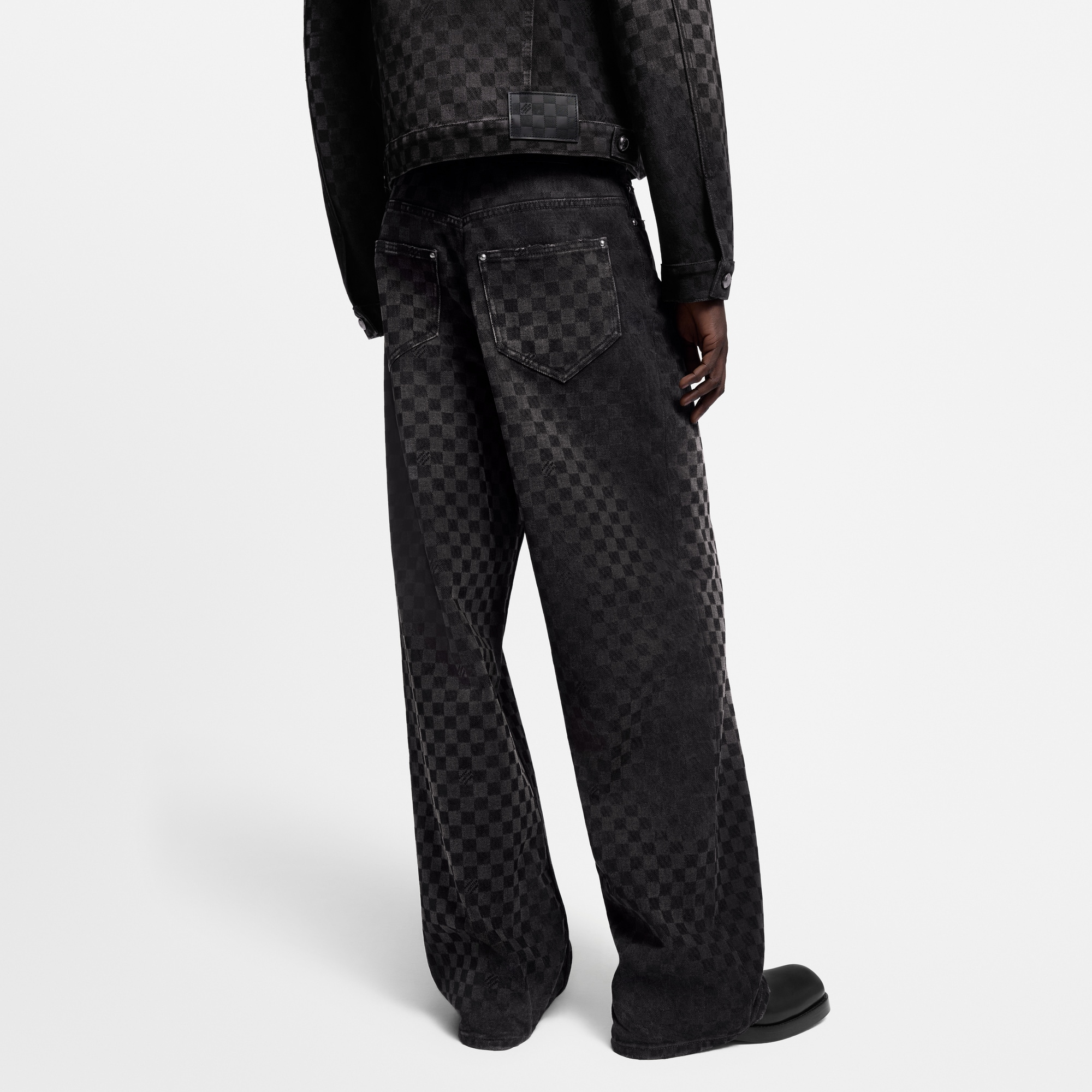 Flocked Damier Denim Wide-Leg Pants  in Men