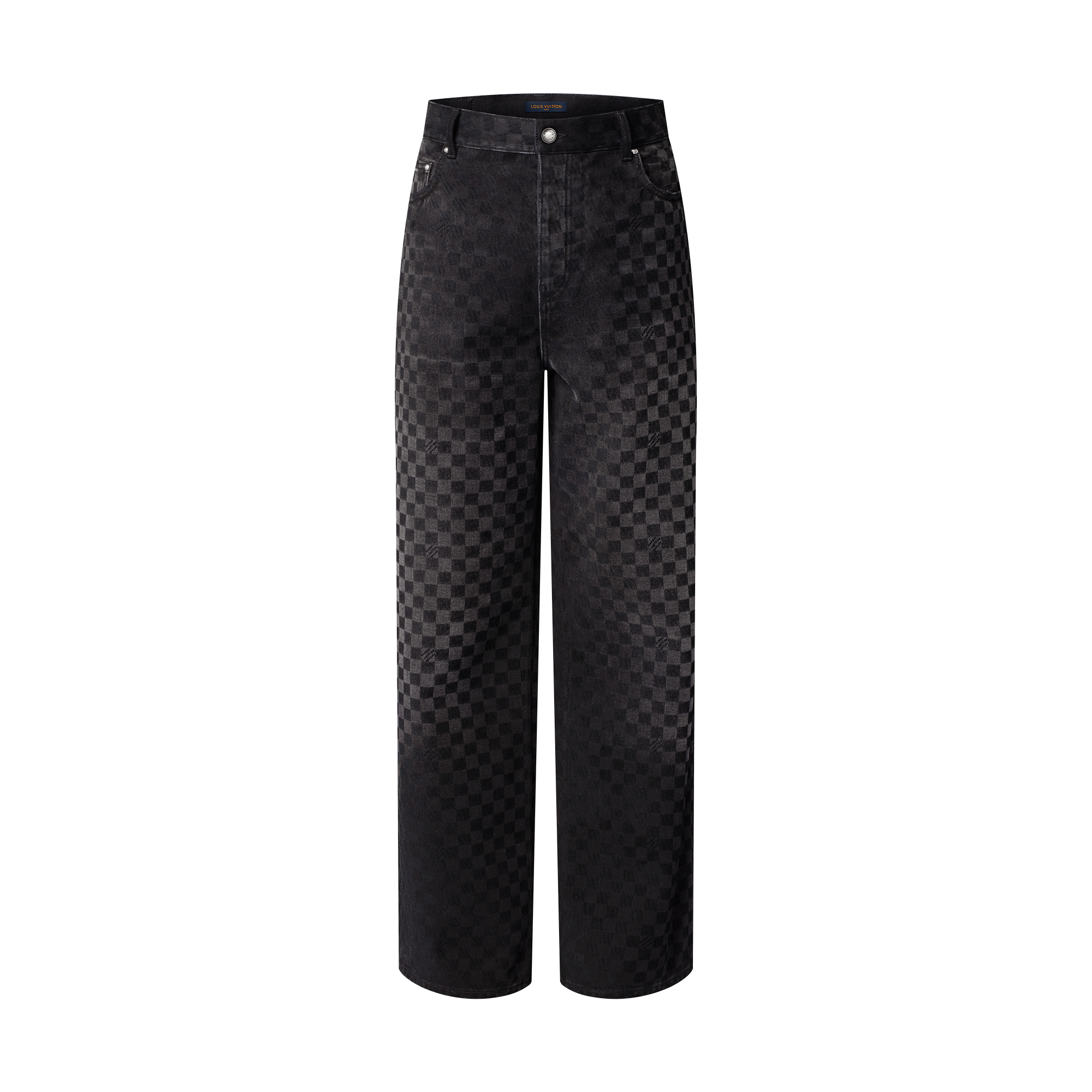 Flocked Damier Denim Wide-Leg Pants  in Men